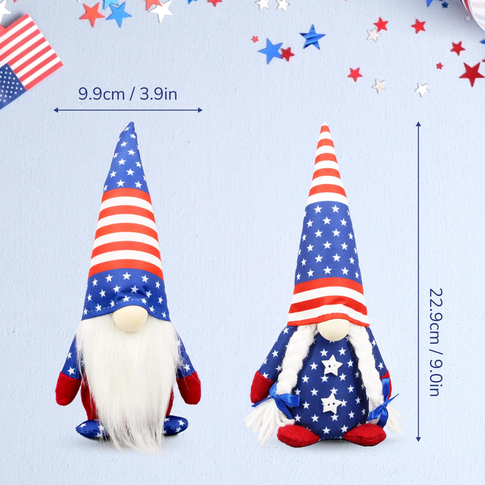 4th of July Decoration-Patriotic Plush Gnomes for Home 2 Pack