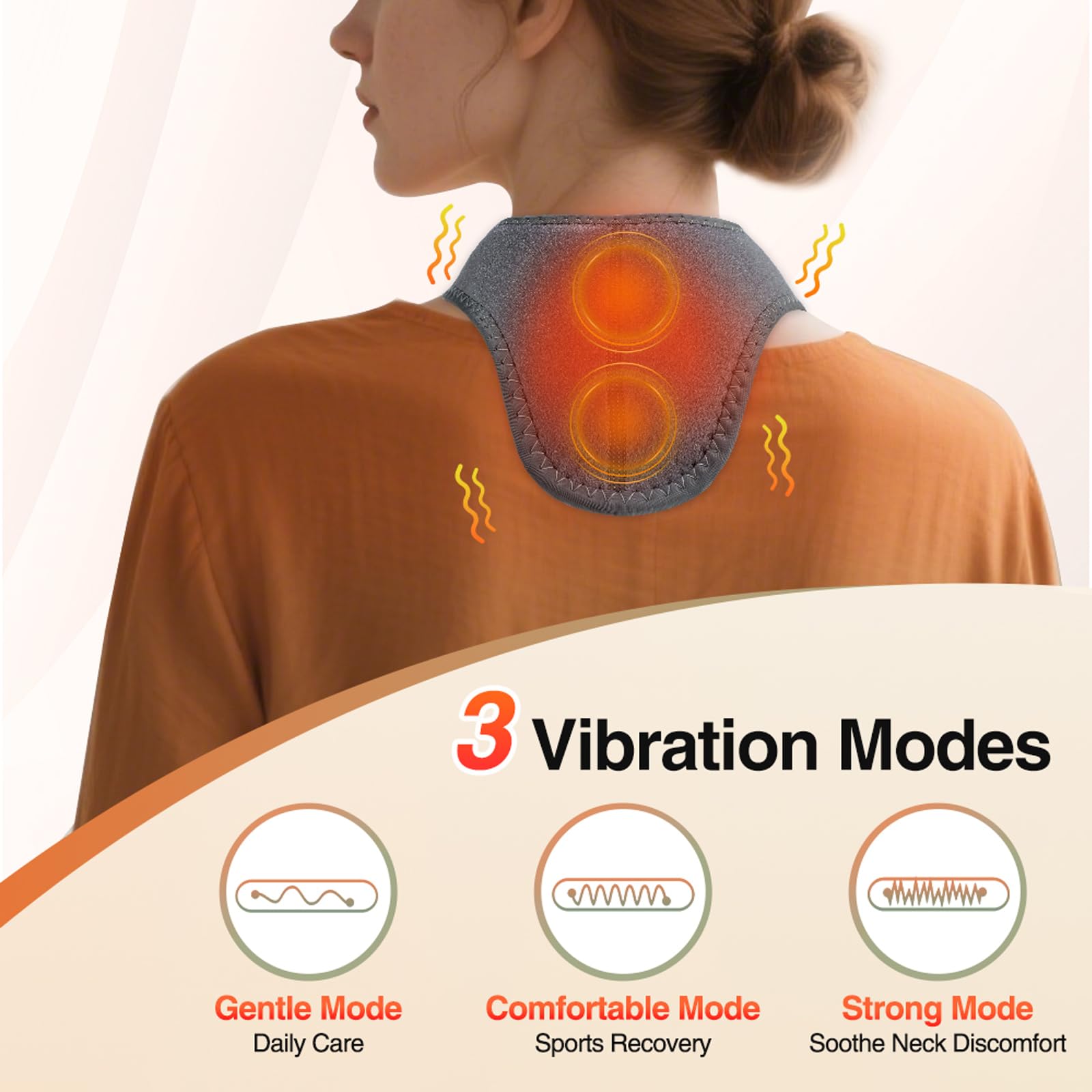 Electric Neck Massager with Heat - 3-Level Heating & Vibration for Pain Relief