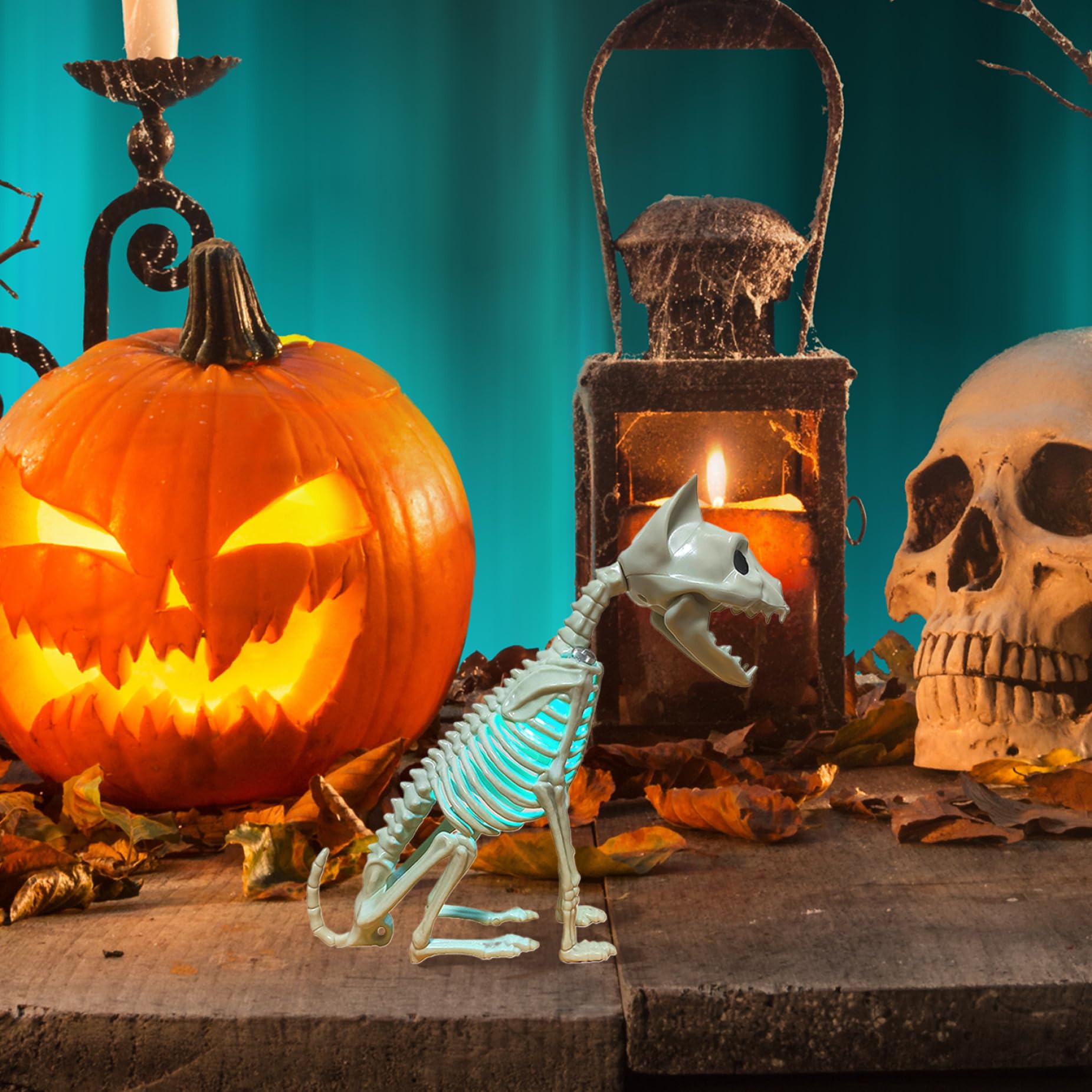Spooky Halloween Animals Skeleton with Light 