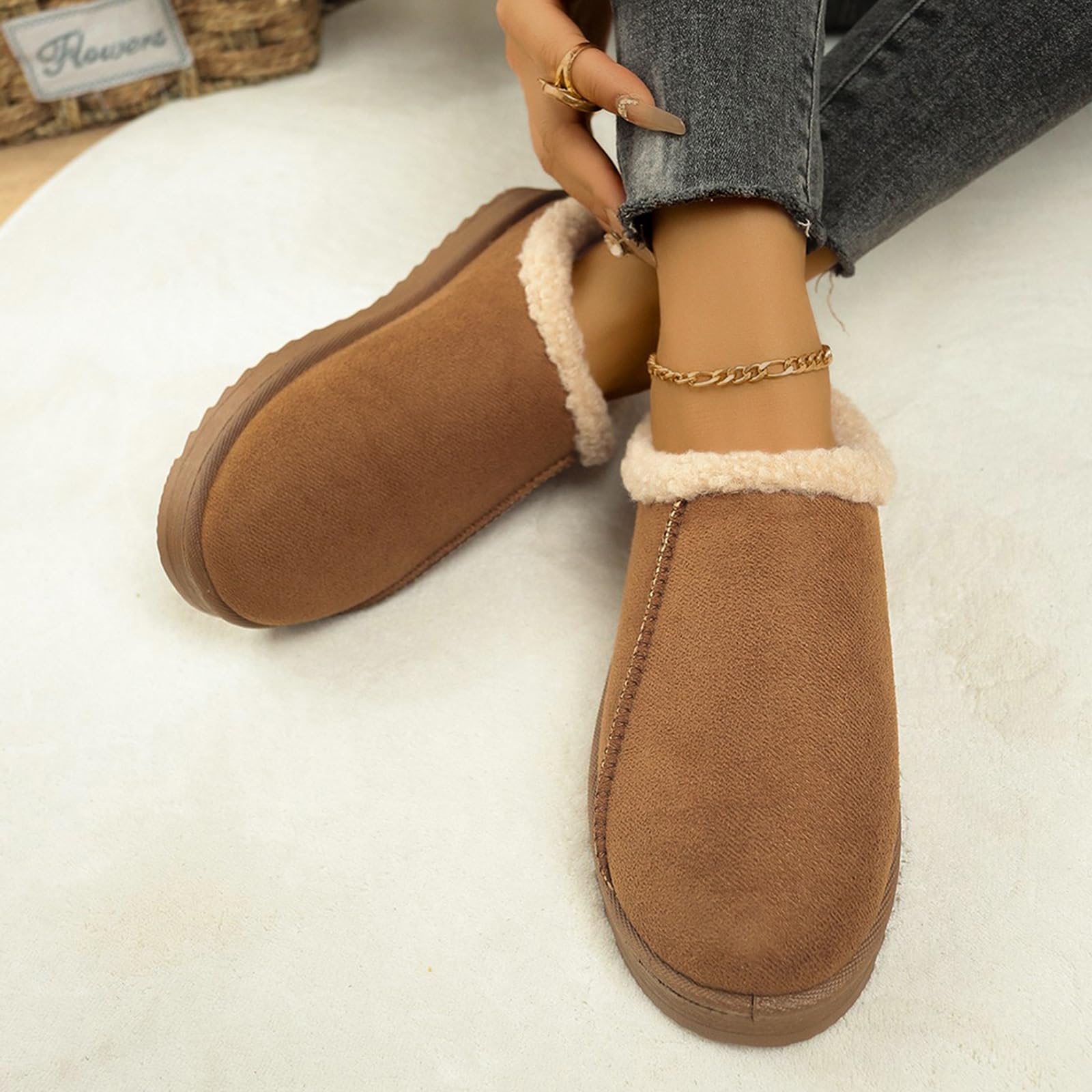 Women's Non-Slip, Warm Winter Wool Slippers