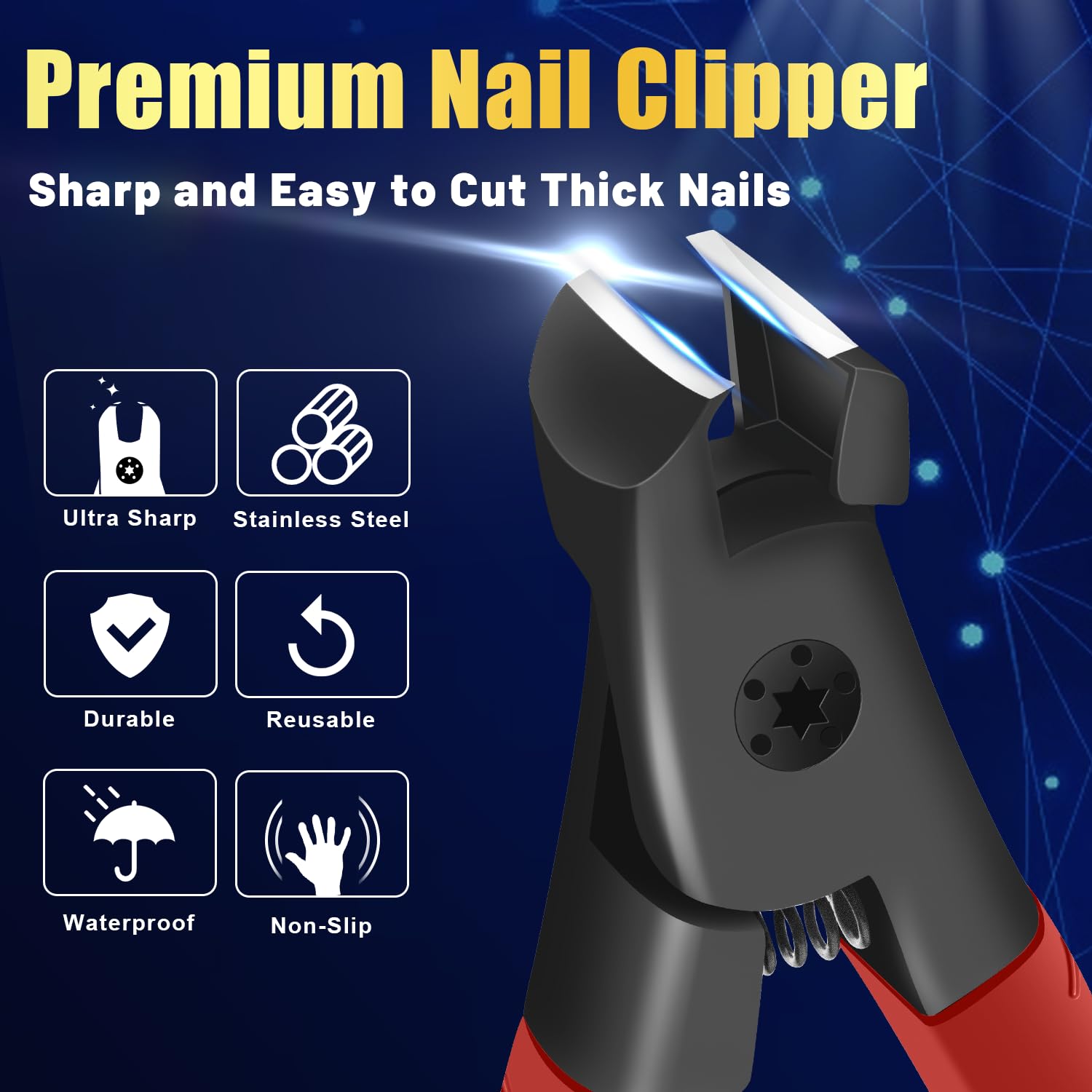 Non-Slip Long Handle Nail Clippers for Thick Nails