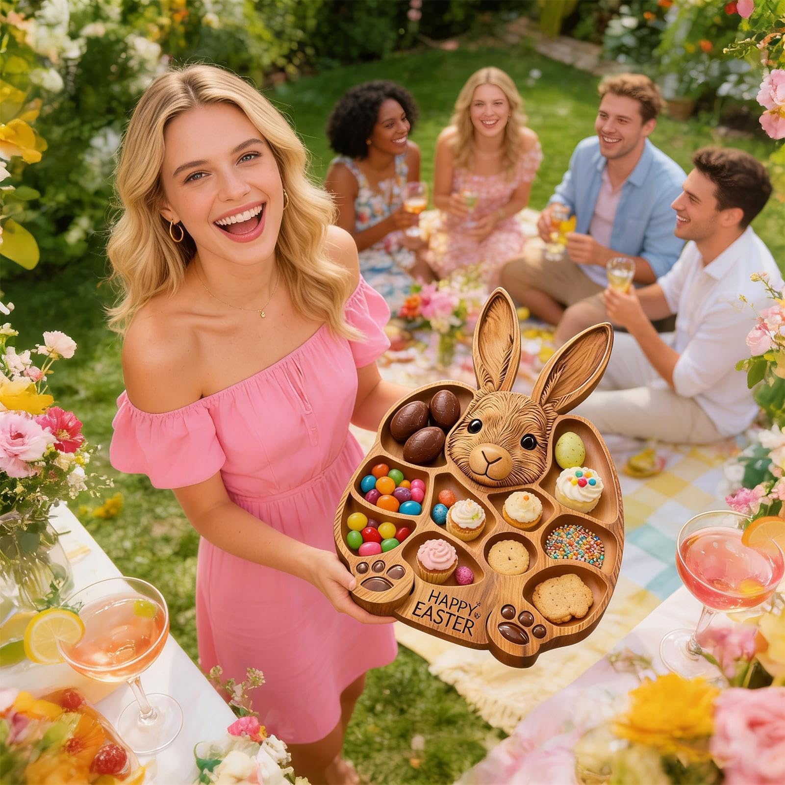 Bunny Wooden Divided Tray