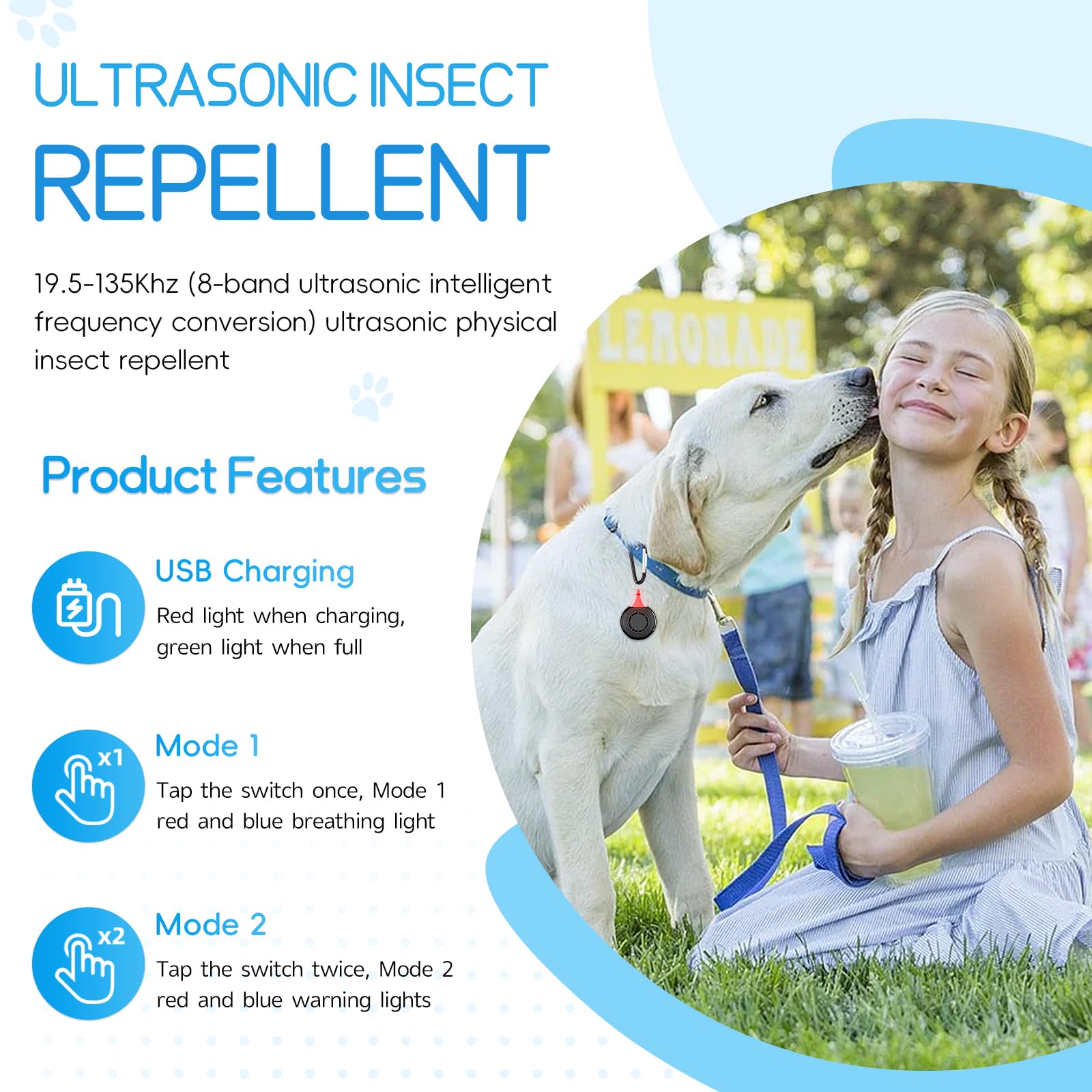 🐶🐱Safe & Effective Pet Ultrasonic Insect Repeller Pendant