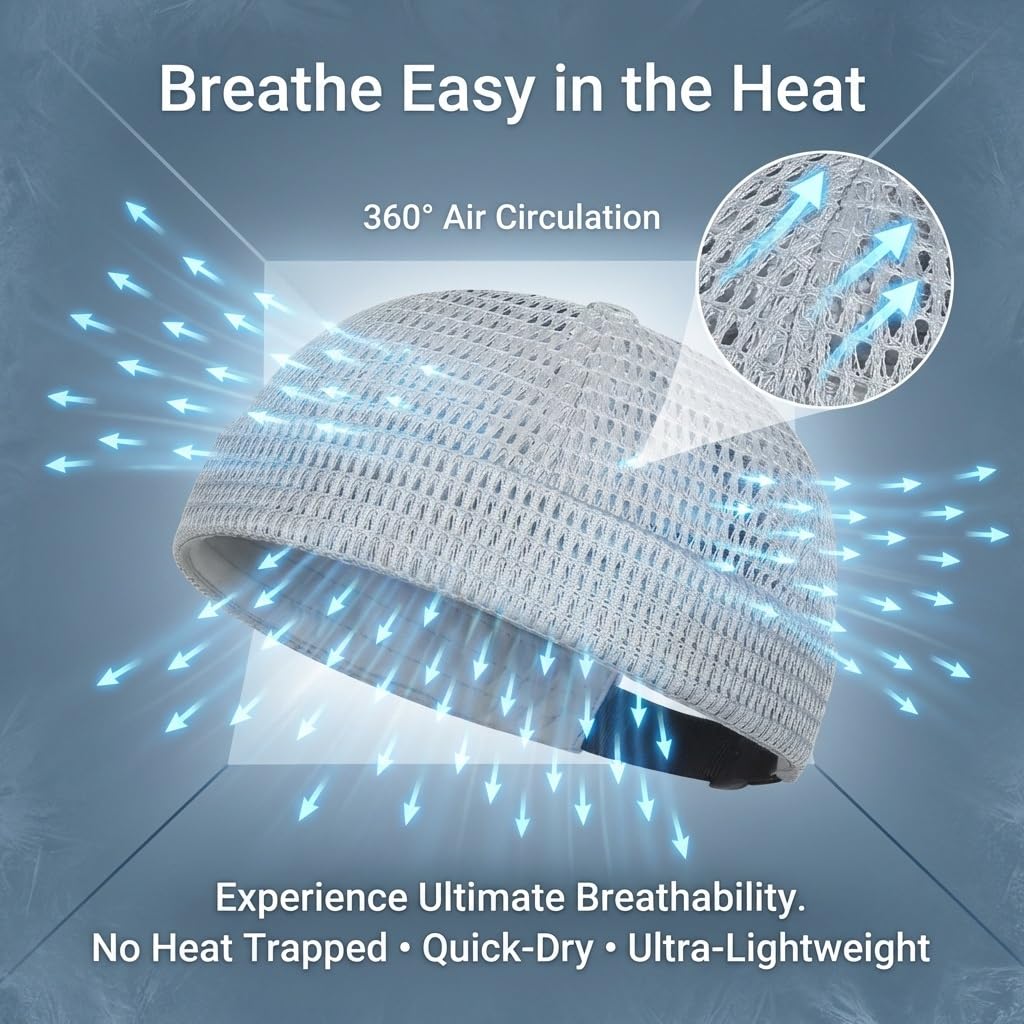 Men’s Breathable Brimless Docker Hat – Lightweight Mesh Skull Cap for Summer Outdoor Wear