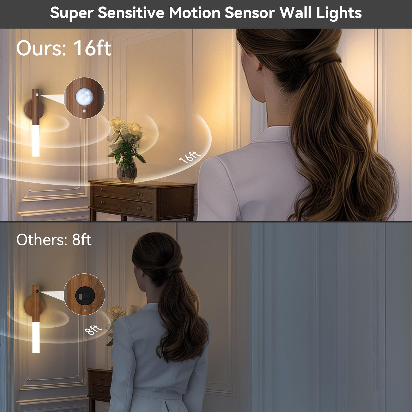 Wooden smart sensor lamp