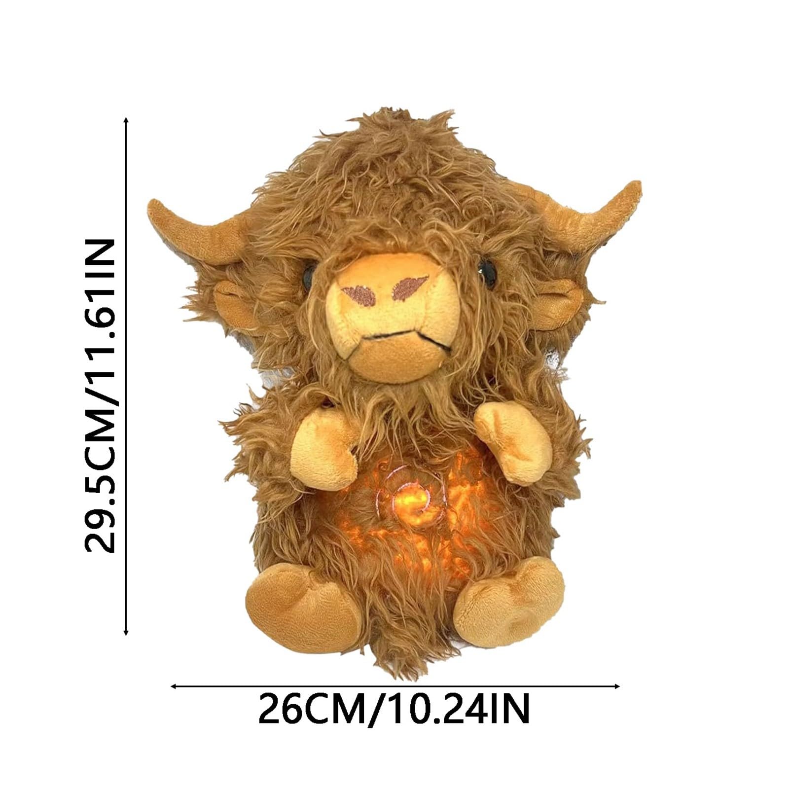 Soothing Breathing Highland Cow Stuffed Animal With Realistic Breathing Action and Lighted Music