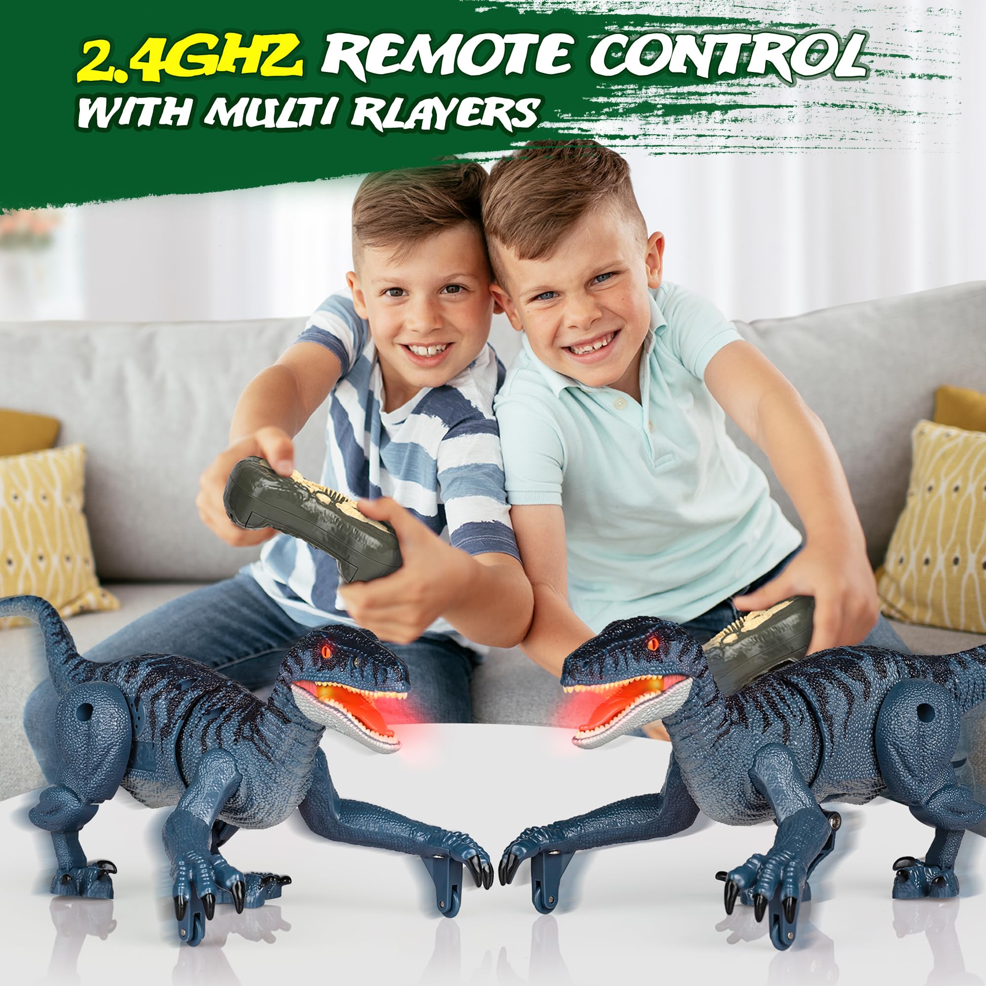 Remote Control Dinosaur Toys, Walking Robot Dinosaur w/ Roaring Sounds
