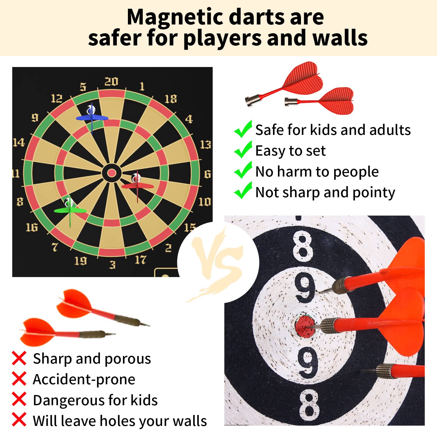 Magnetic Double Sided Dart Board for Kids