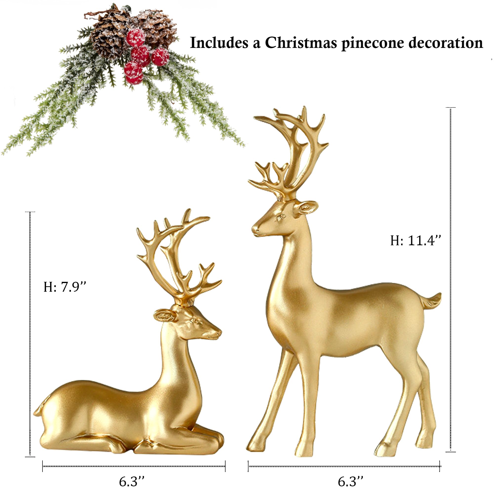 Xmas Gold Reindeer Home Decorative Figurines for Tabletop