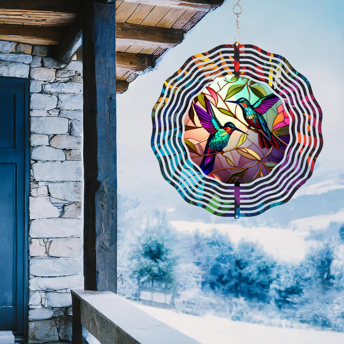 Stained Glass Style Multi-Color Kinetic Wind Spinners