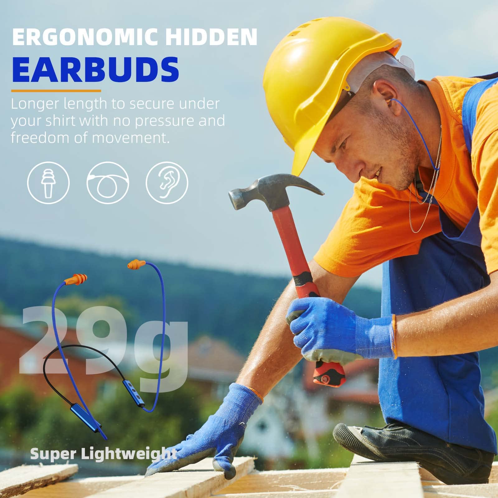 Ear Plugs Bluetooth Headphones for Work
