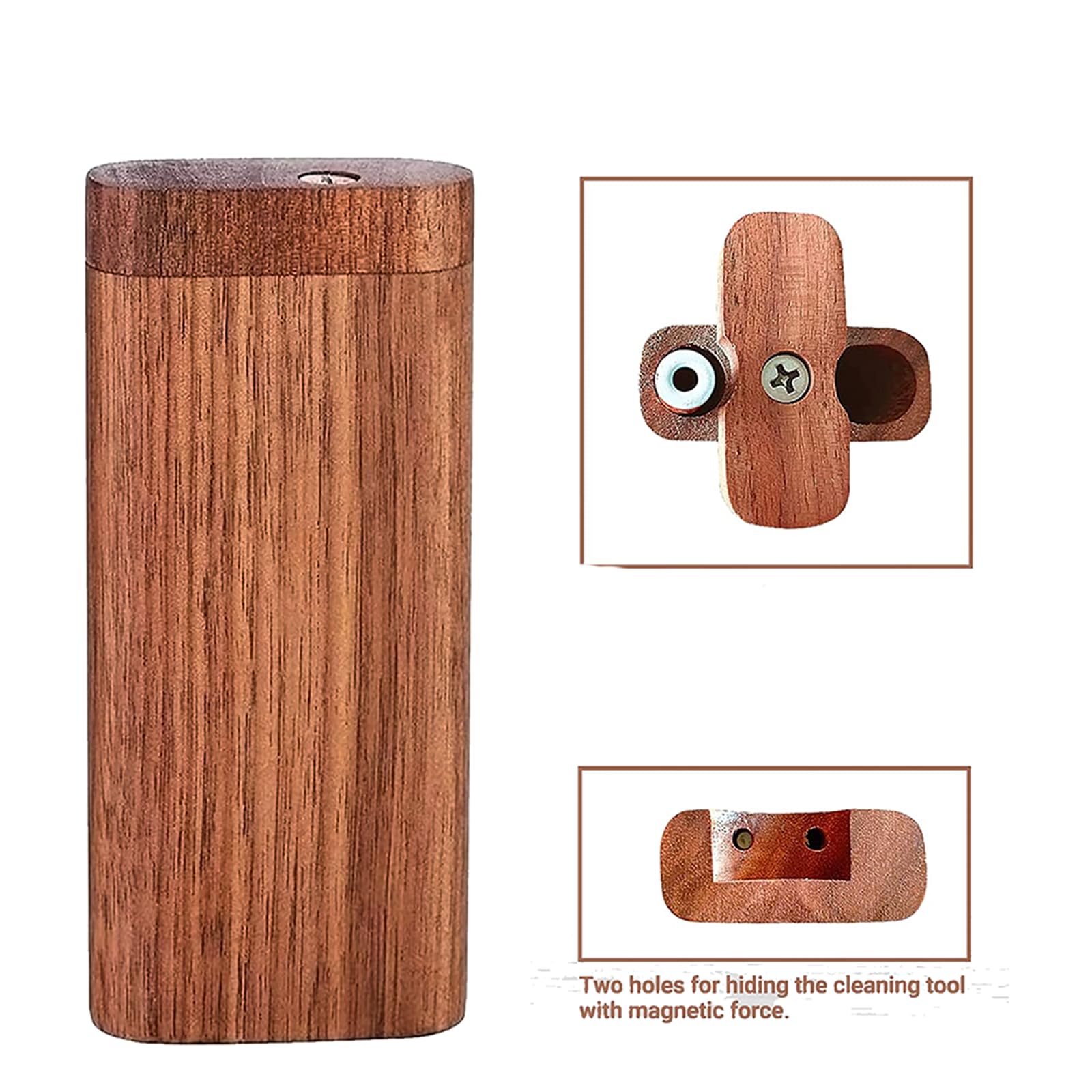 Walnut Tobacco Box With Metal Tobacco Rod Cleaning Hook