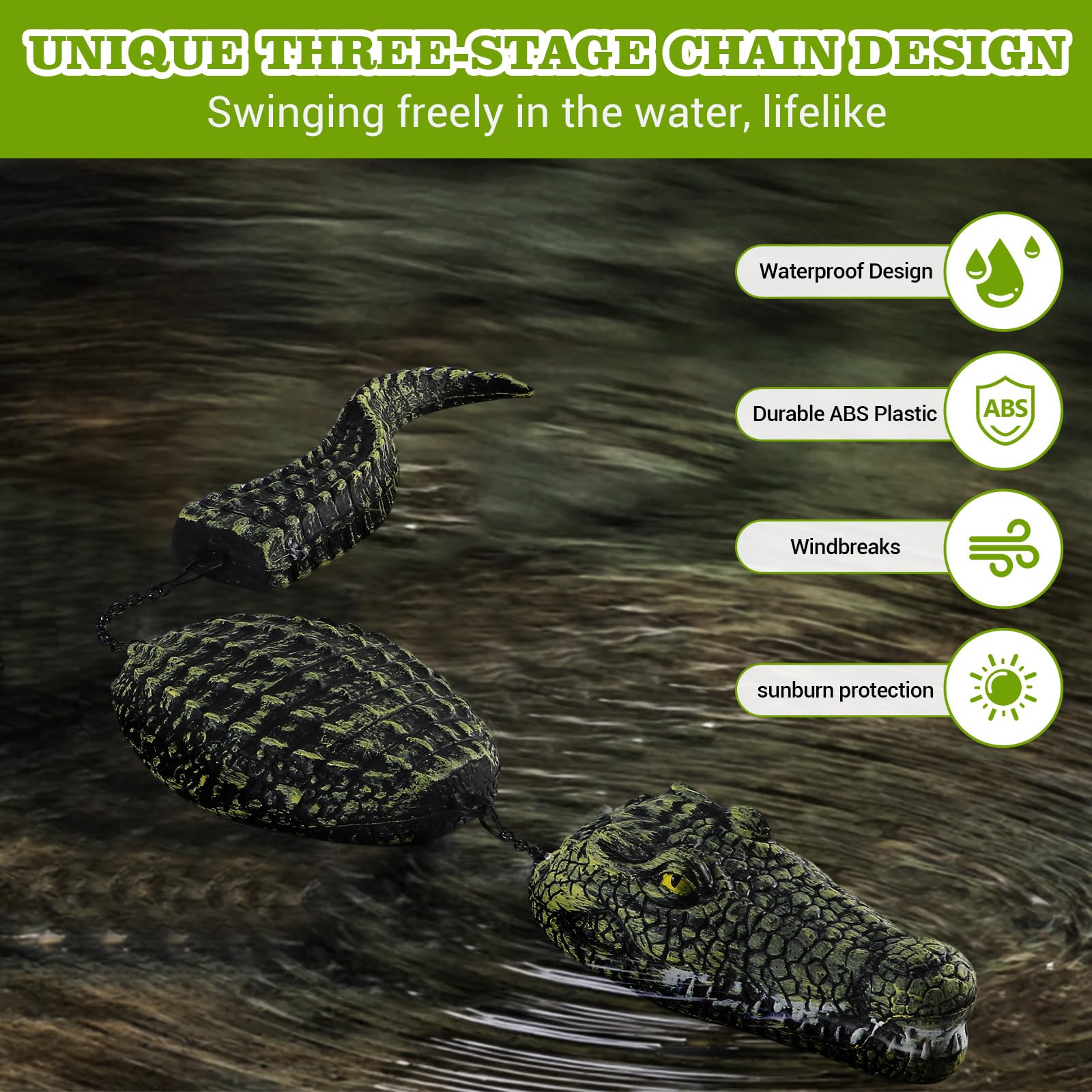 Three-Section Simulation Floating Crocodile