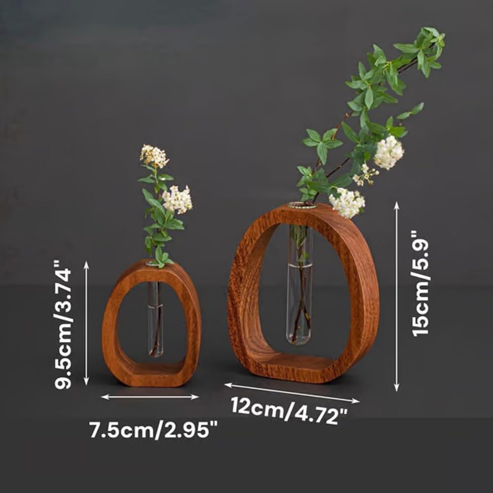 🌿Solid Wood Glass Vase