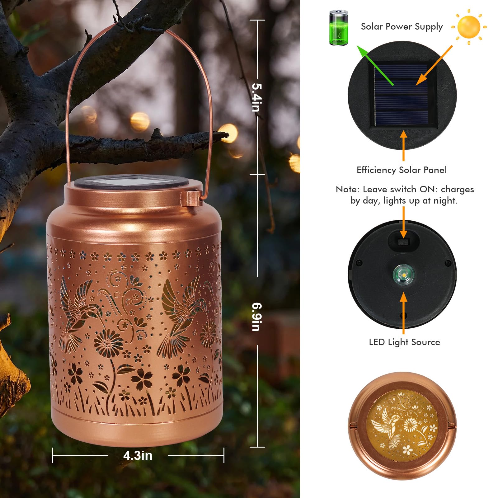 Hummingbird Waterproof LED Decorative Garden Solar Lantern