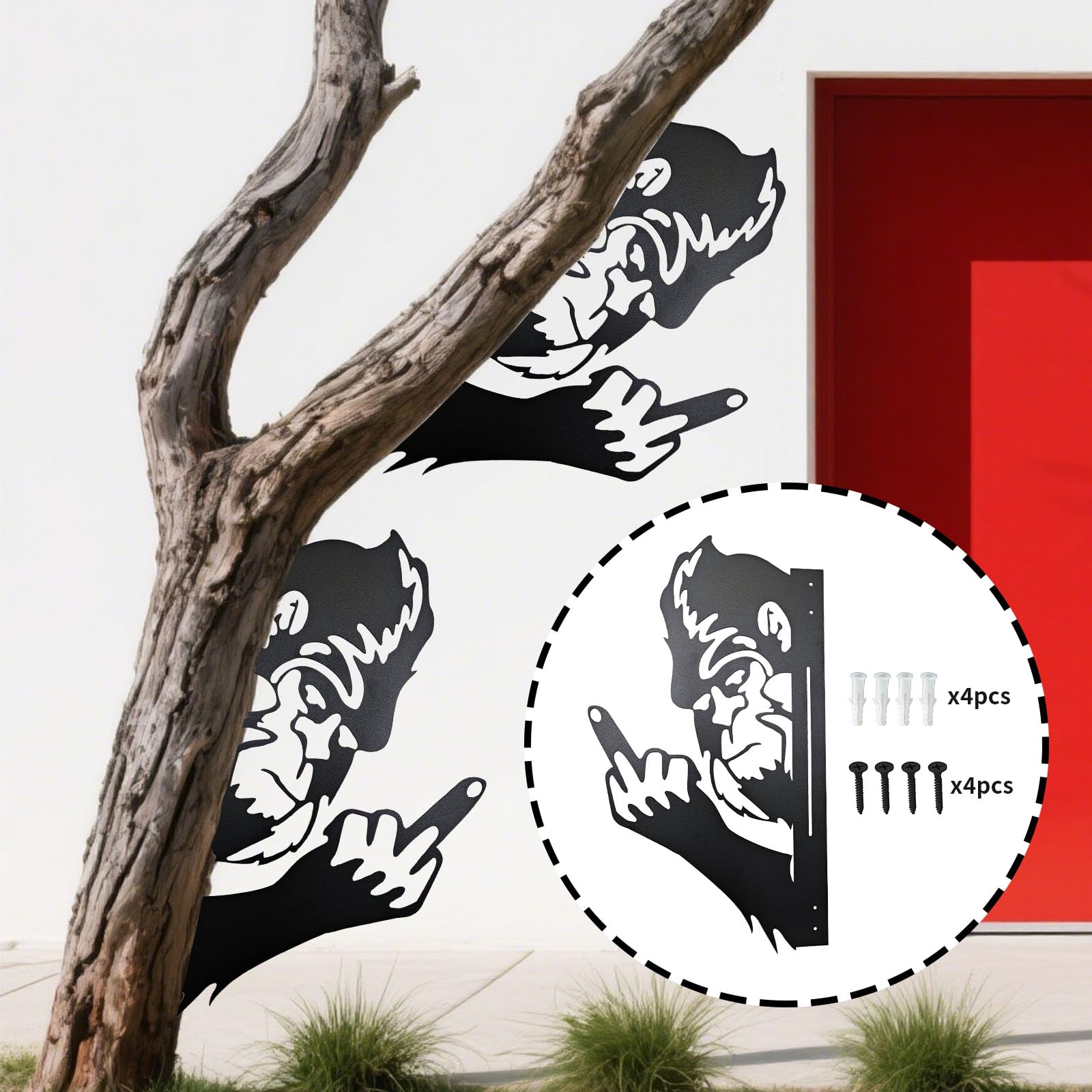 2025 Latest Peek-a-Boo Flipping Off Bigfoot Metal Art Showing