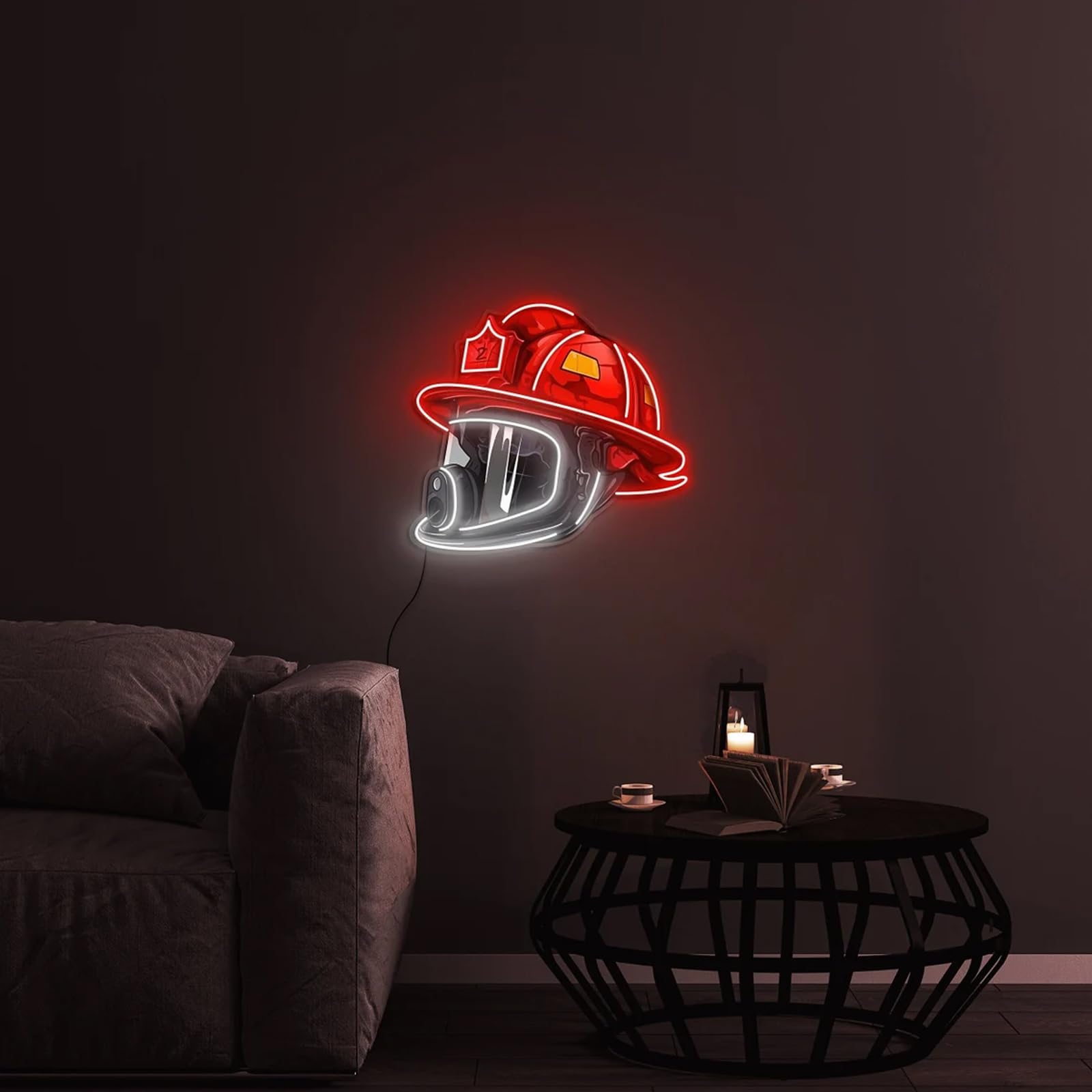 Firefighter Tribute Helmet Neon Light Ornament