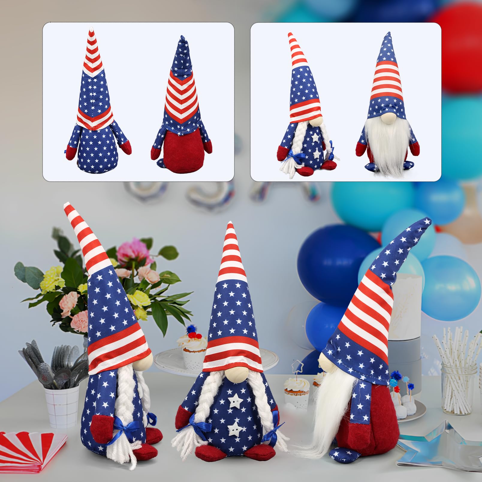 4th of July Decoration-Patriotic Plush Gnomes for Home 2 Pack