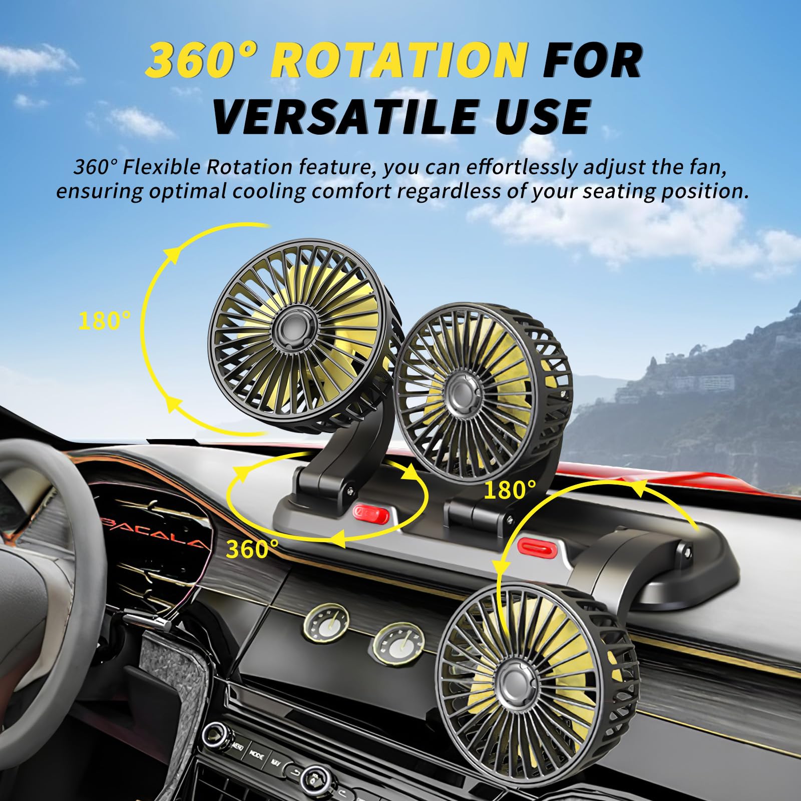 Portable 3-Head Car Cooling Fan