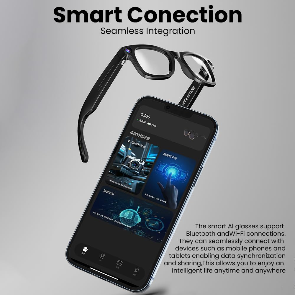 AI Smart Camera ChatGPT Glasses with Real-Time Translation & Object Recognition