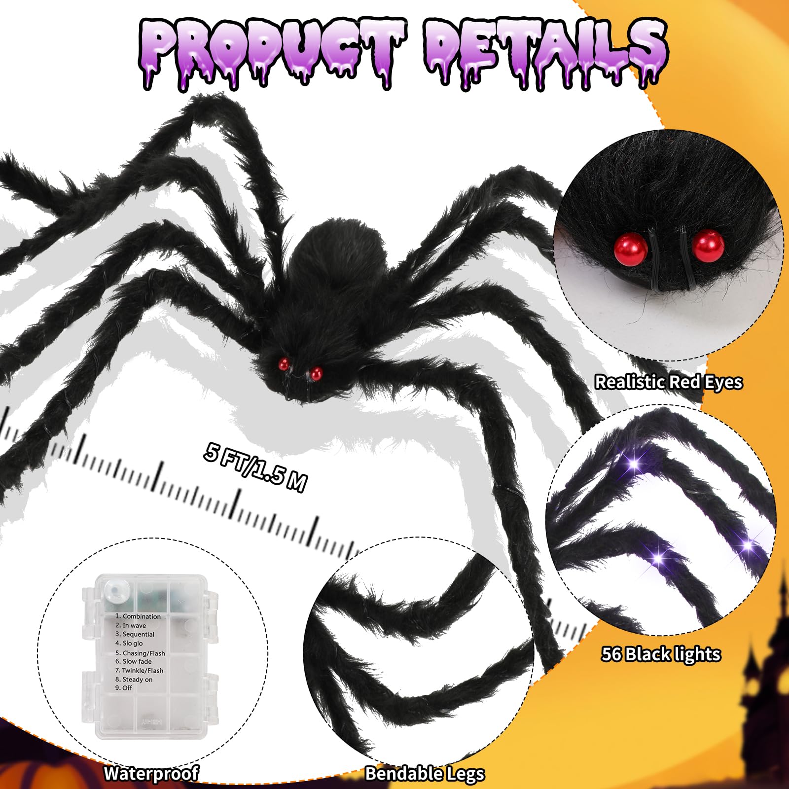 Halloween Decorations 4.9 FT Giant Spider
