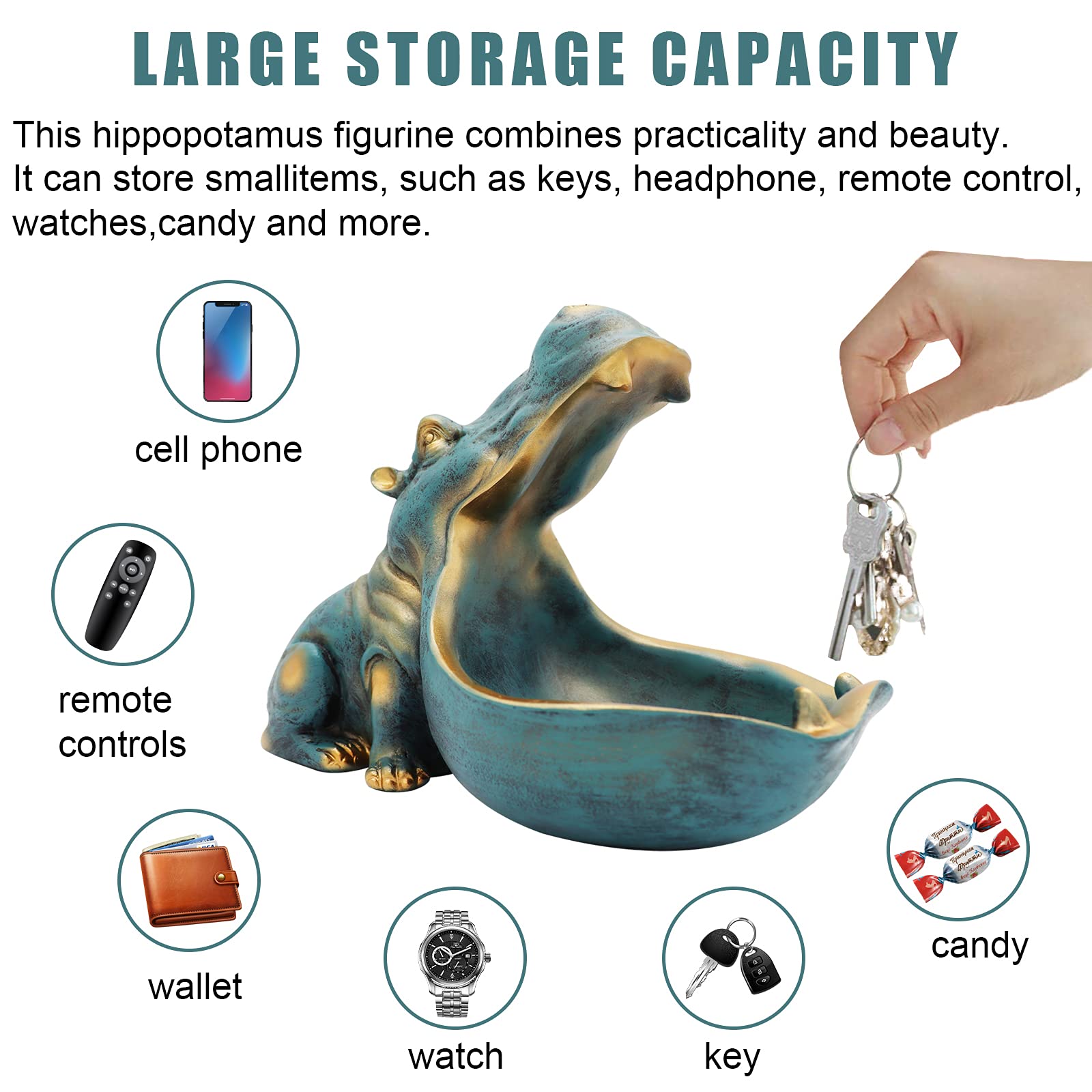 🔥2024 funny home decor ！Hippo Statue candy dish decorative bowl