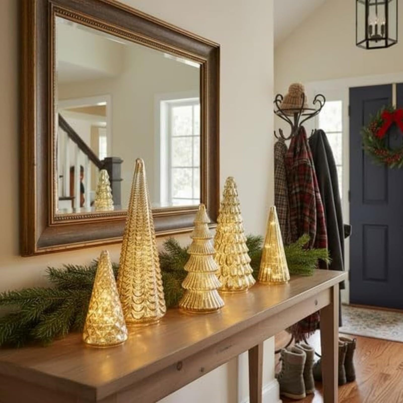 🎄BFF Collection Set of 5 Illuminated Mercury Glass Trees