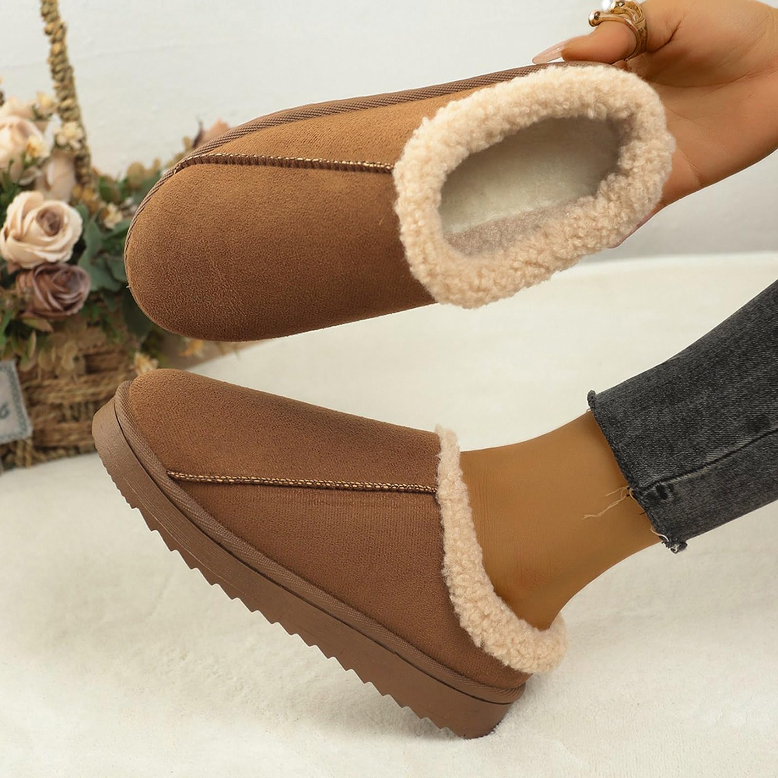 Women's Non-Slip, Warm Winter Wool Slippers