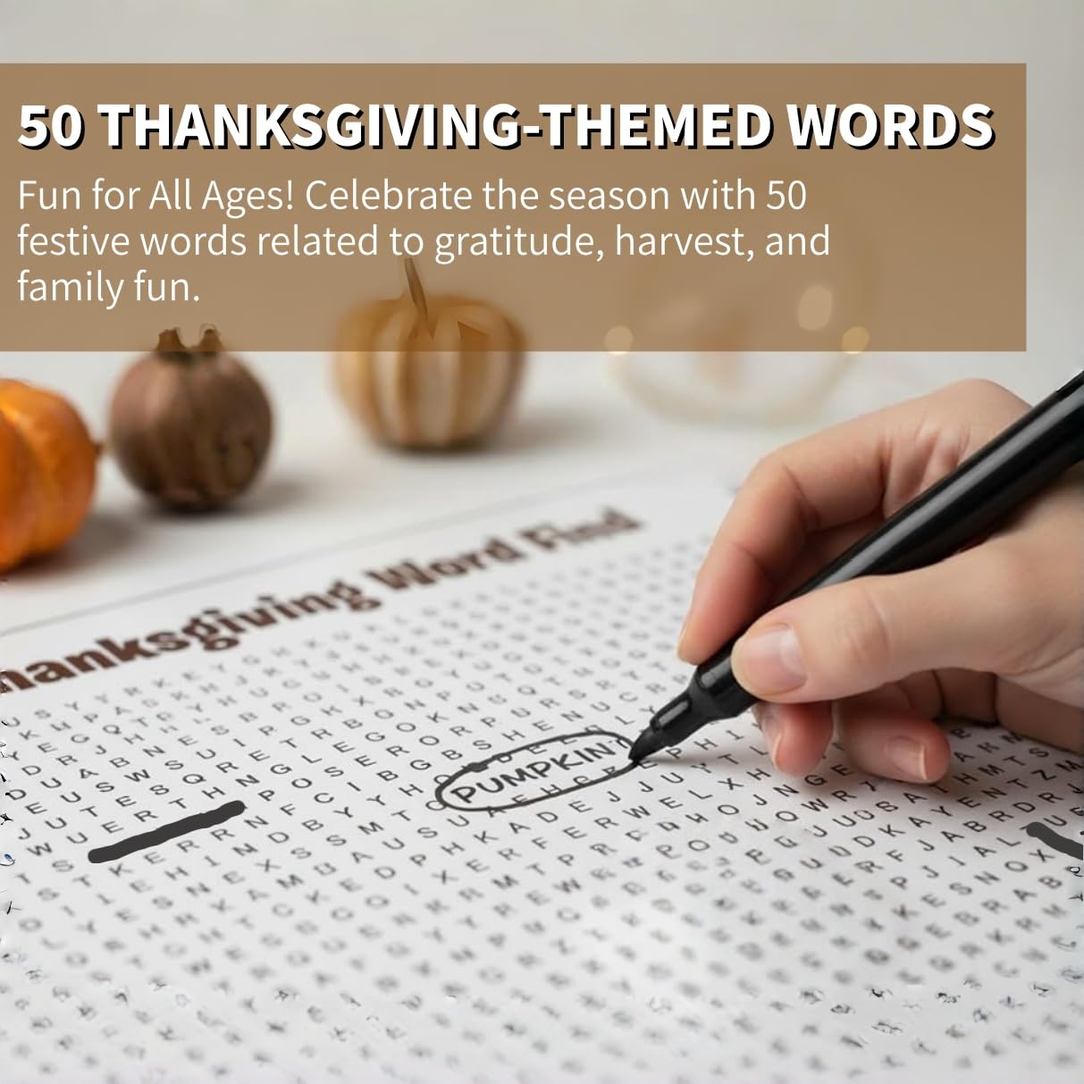 🎉 Jumbo Thanksgiving Word Search Poster – Giant 36"x24" Wall Game! 🎉