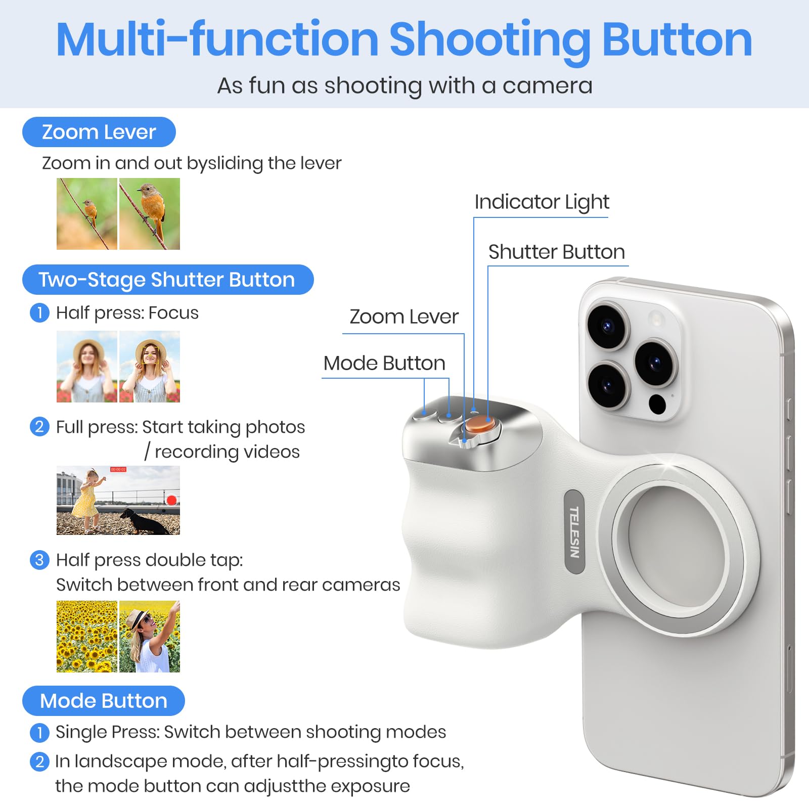 TELESIN Fun Shot Magnetic Phone Camera Grip