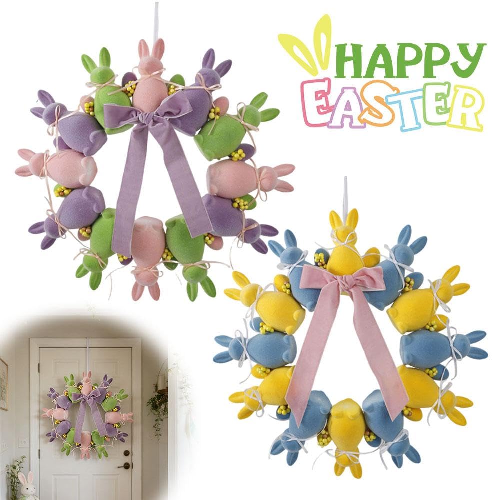 Flocked Bunny Wreath Door Hanger – Bring Home the Joy of Spring