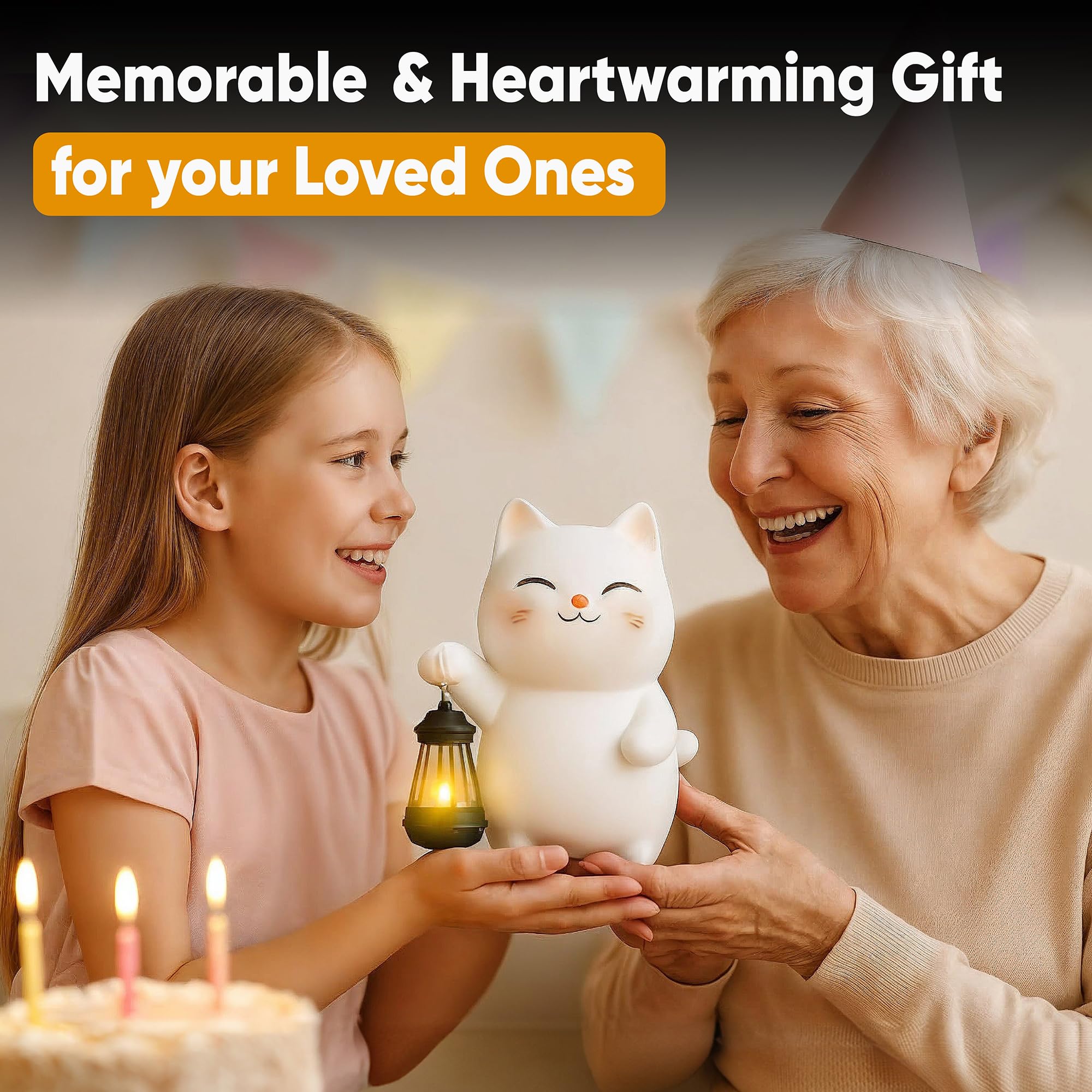 Solar Cat Garden Statue with Lantern