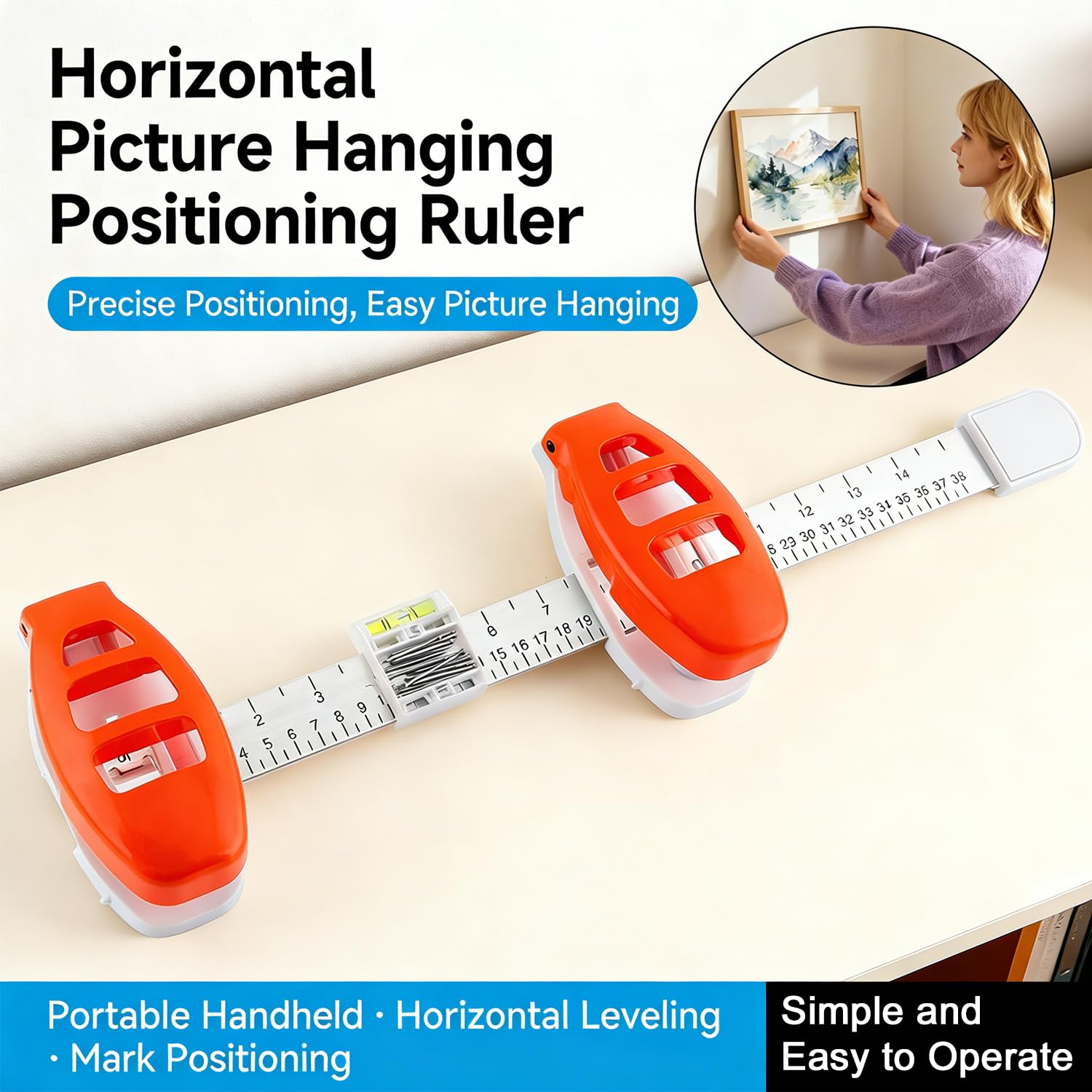 3-in-1 Level Ruler Picture Hanging Tool
