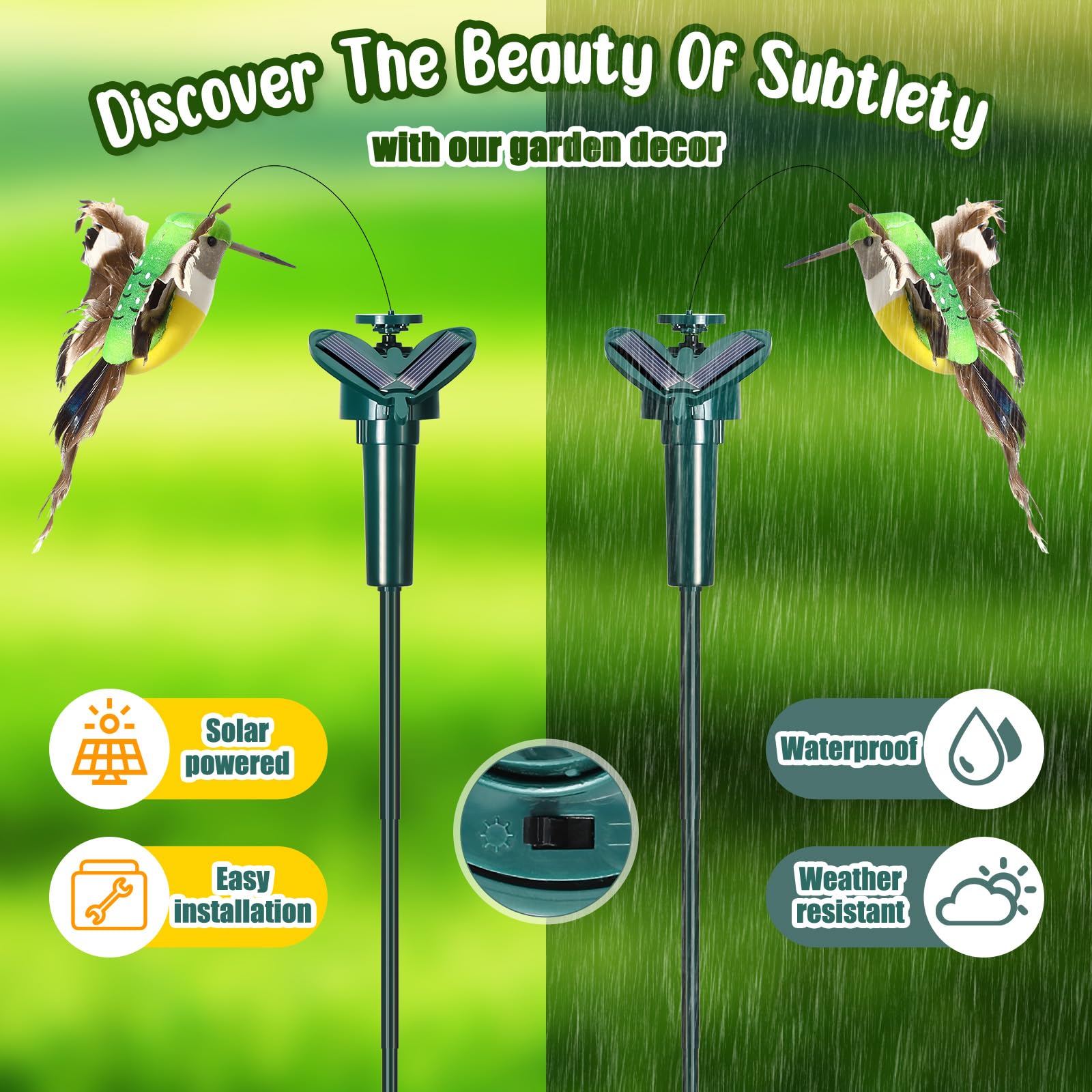 Solar Powered Fluttering Wobble Humming Bird and Butterfly