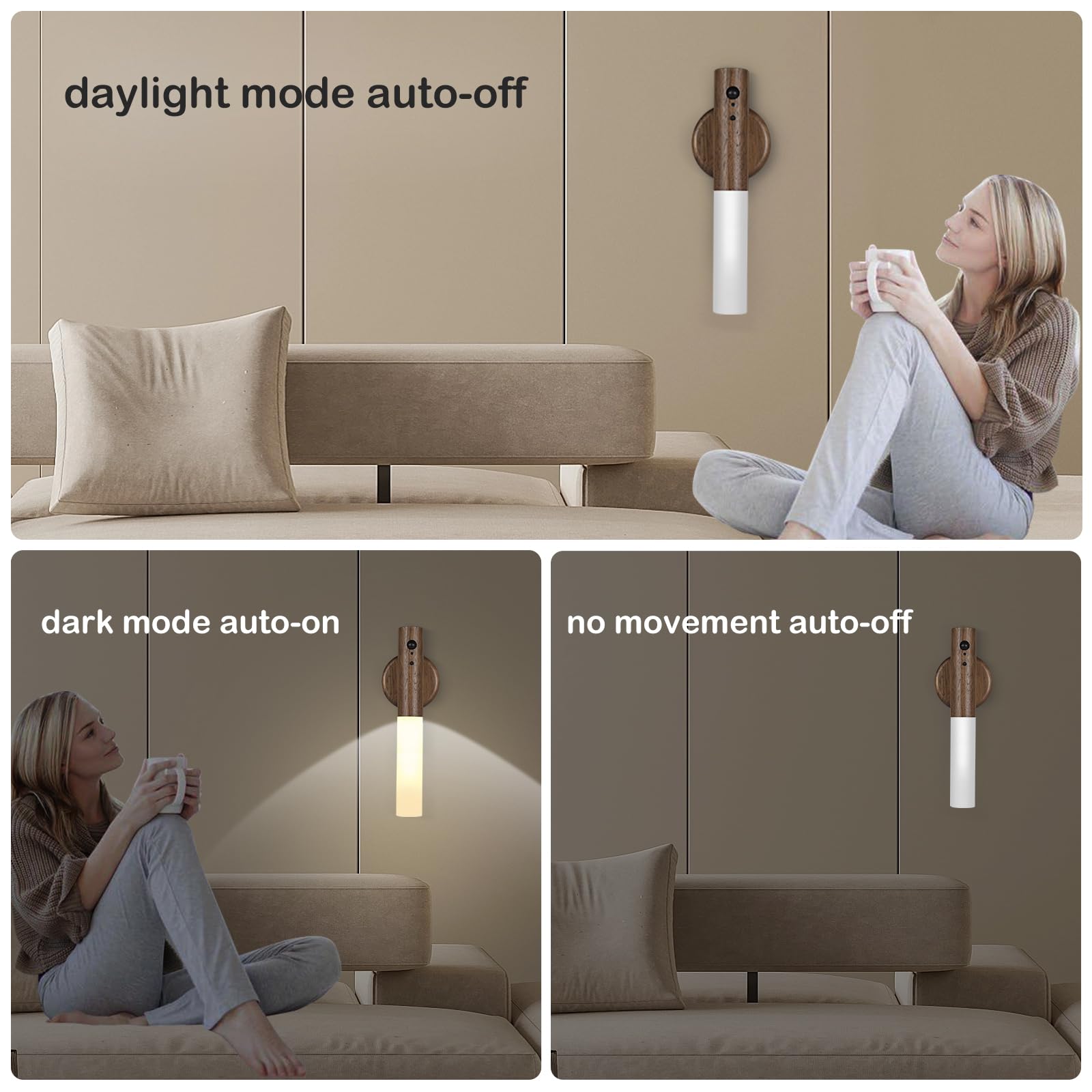 Wooden smart sensor lamp