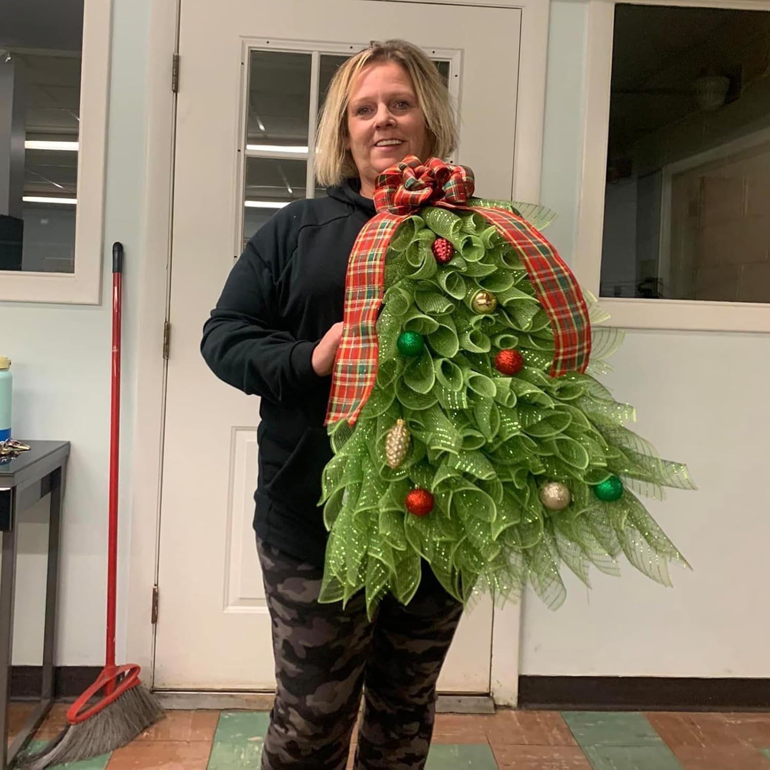 Last Day 50% OFF - Handmade Christmas Tree Wreath for Front Door