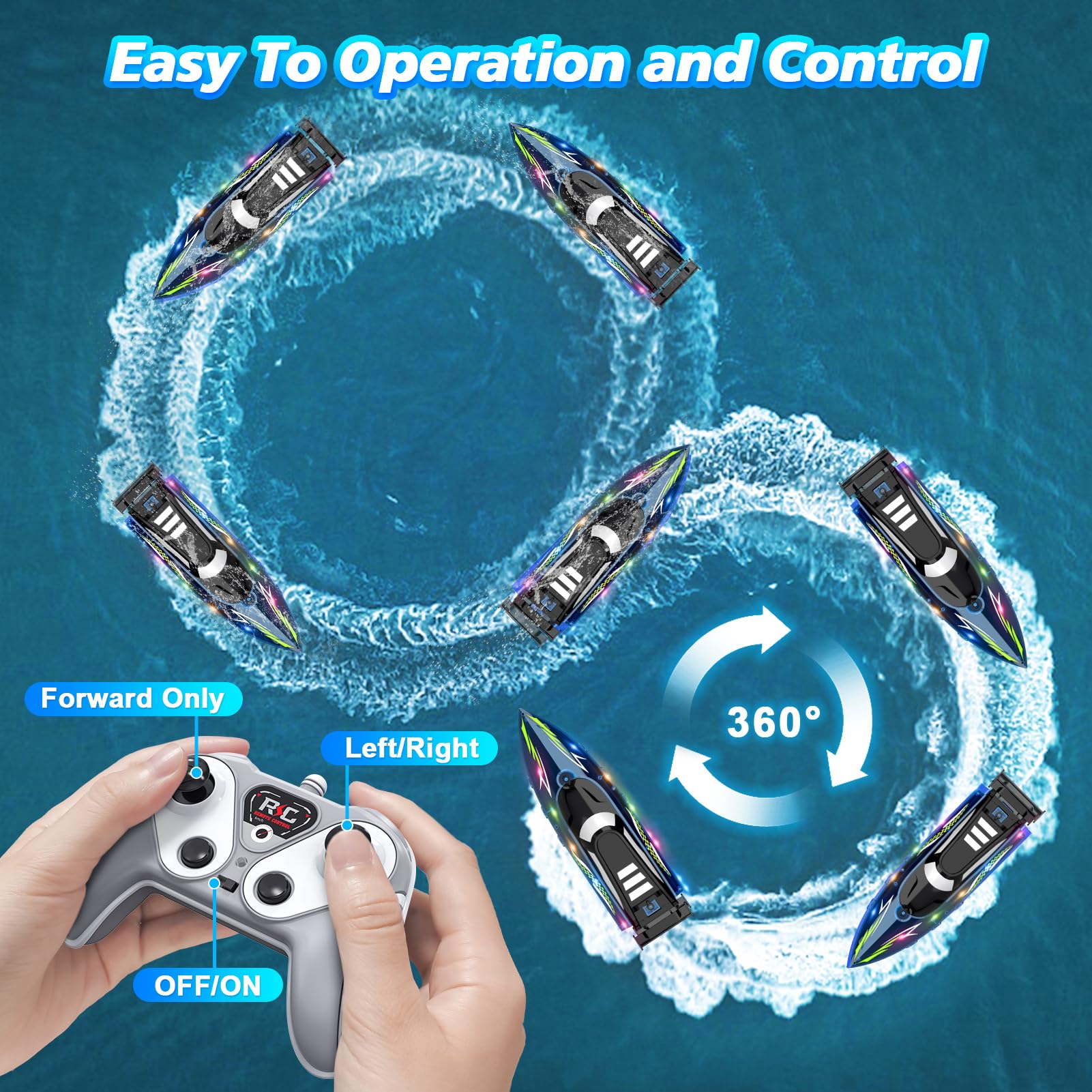 LED Light Remote Control Racing Boat, Suitable For Pools And Lakes