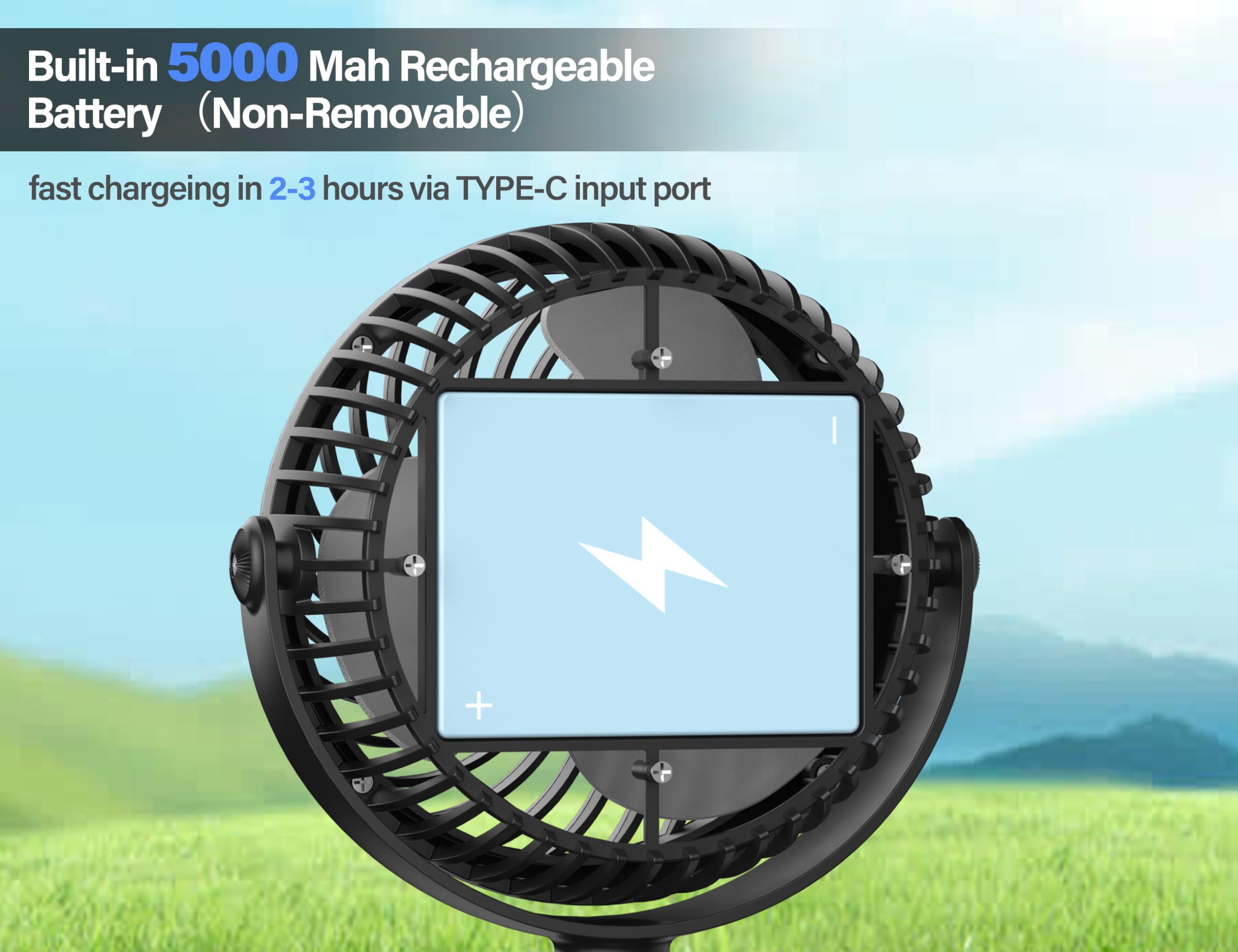 Rechargeable Golf Cart Fan