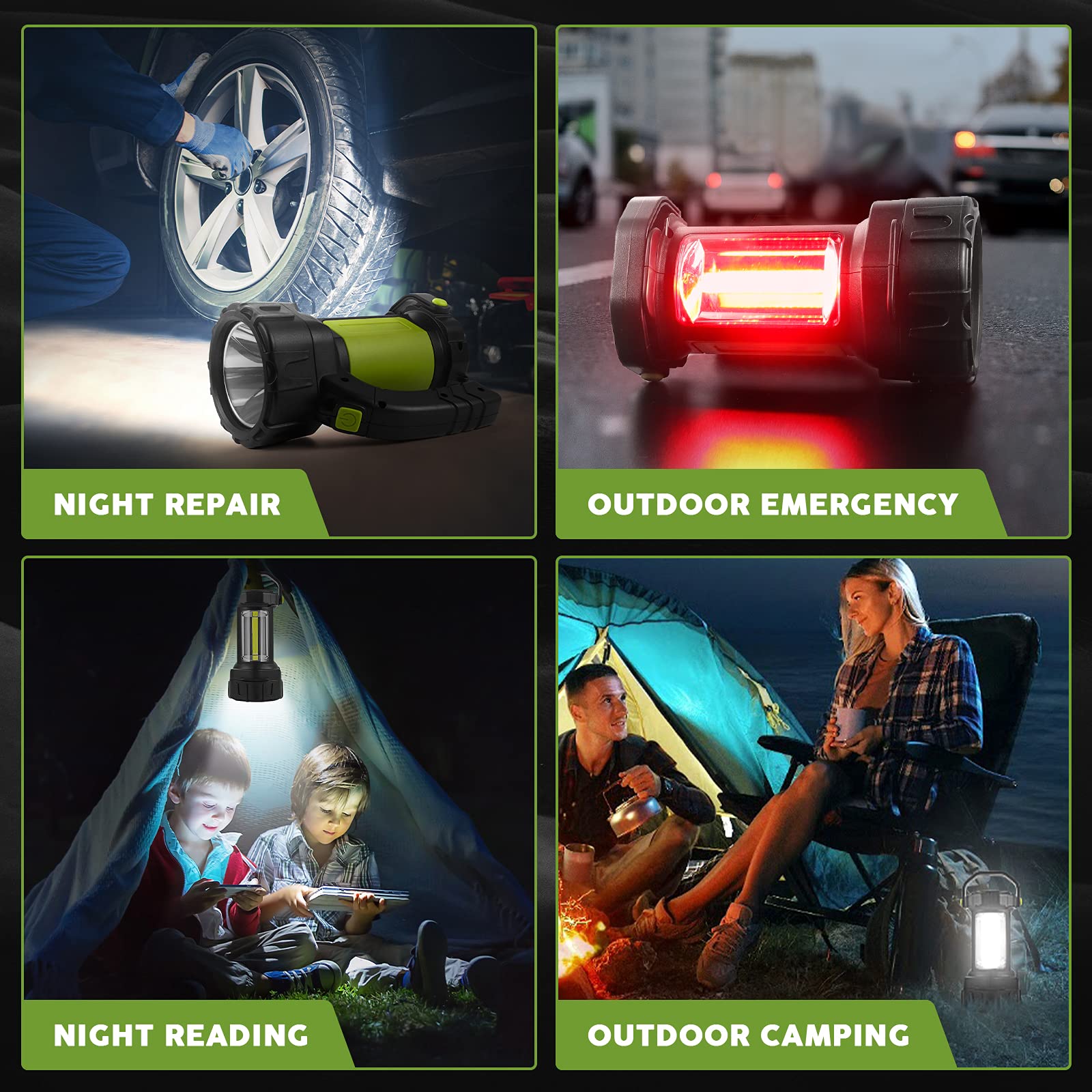 LED Flashlight Spotlight Lantern for Emergency, Outdoor Hiking, Power Outages