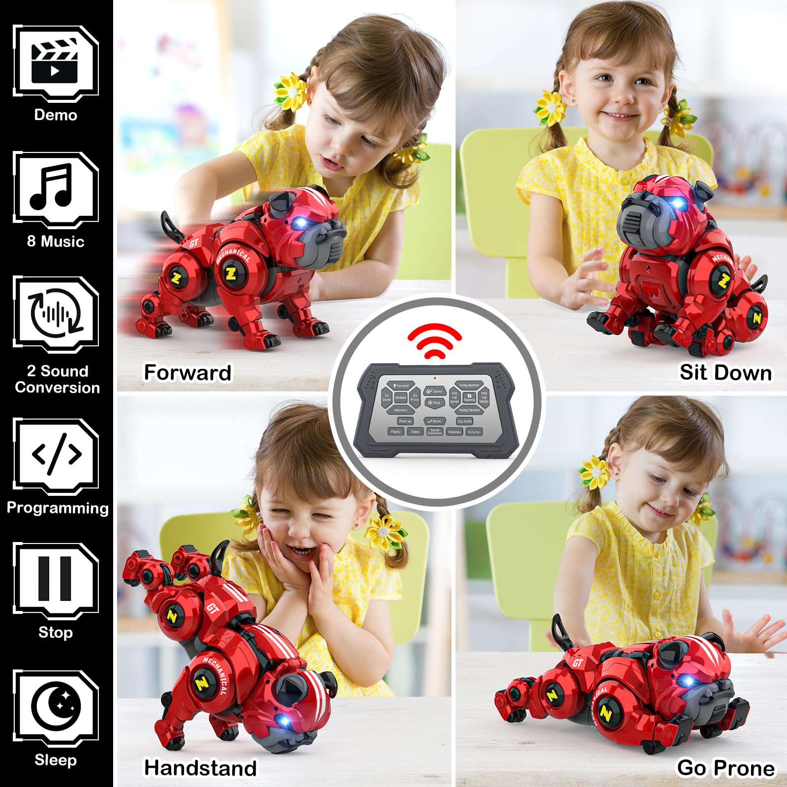 Remote Control Stunt Robo Dog With Sing, Dance, Touch Function