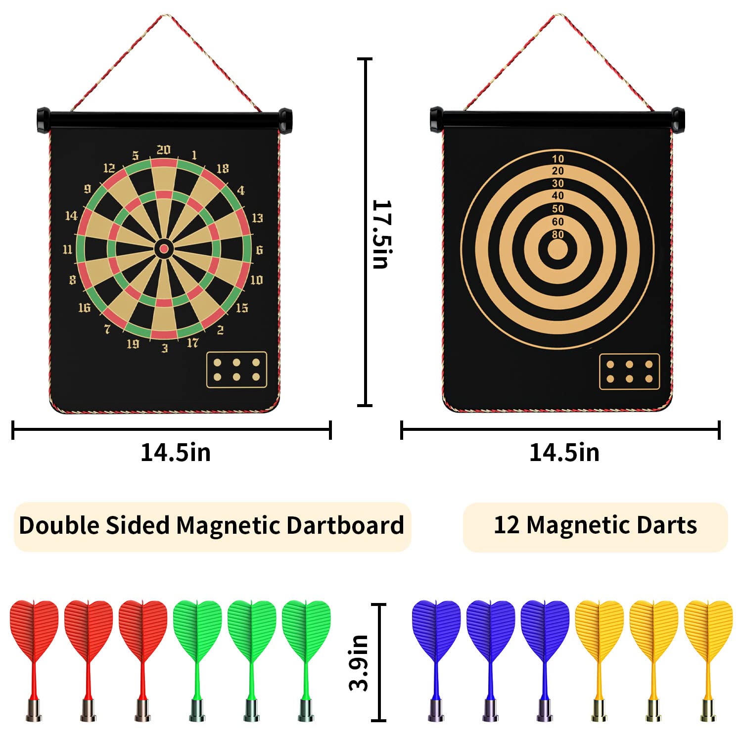 Magnetic Double Sided Dart Board for Kids