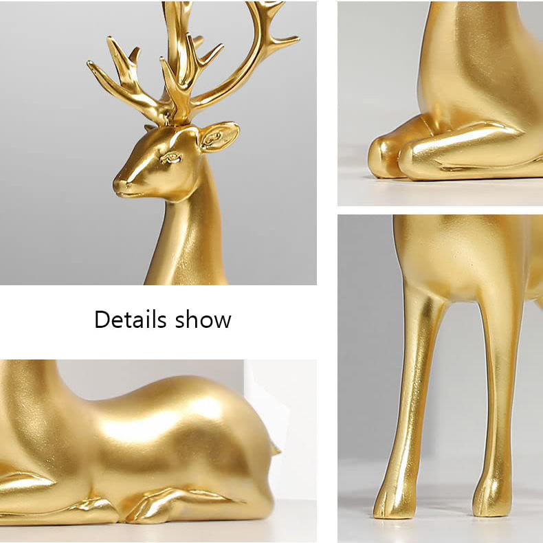 Xmas Gold Reindeer Home Decorative Figurines for Tabletop