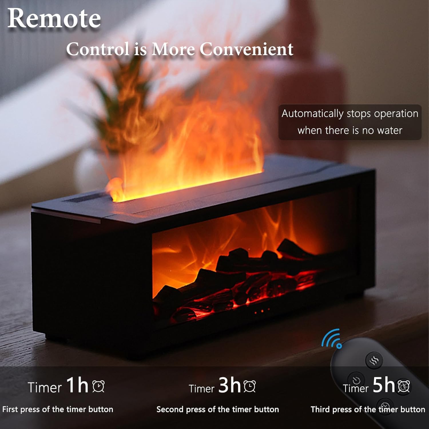 Fireplace LED Flame Humidifier and Oil Diffuser