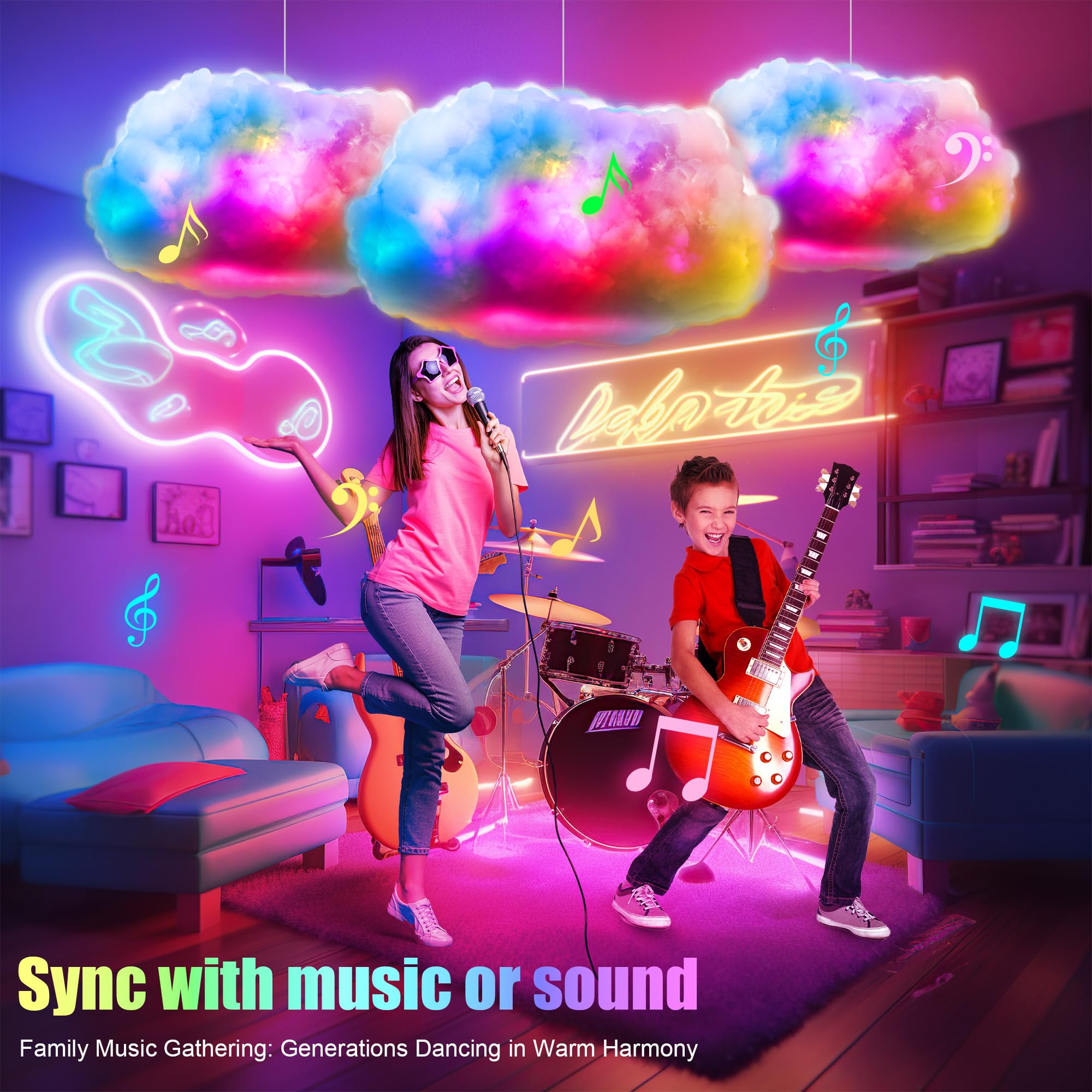 LED 3D Big Cloud lightning Light