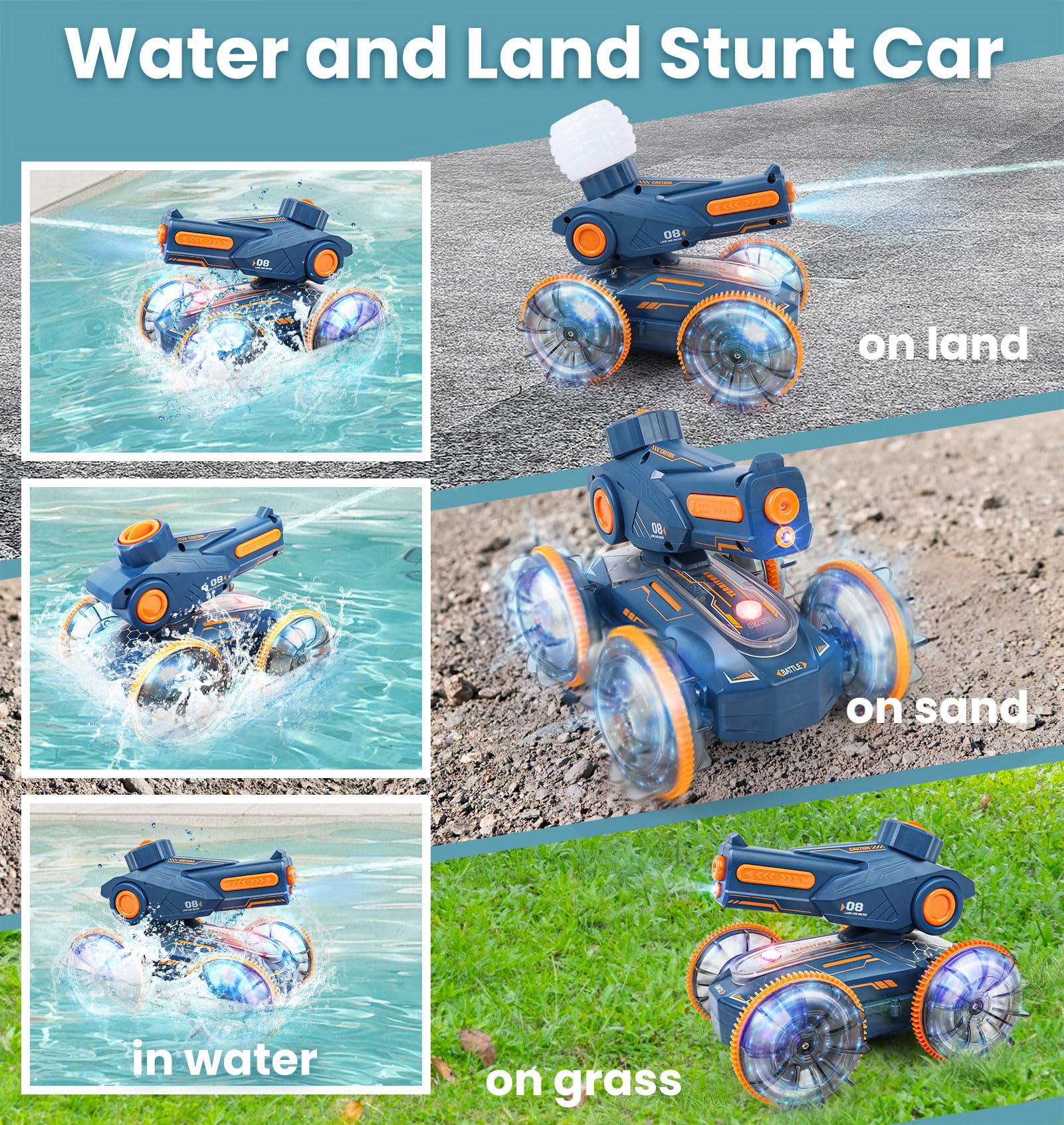 3-in-1 Amphibious Remote Control Car Water Squirt Tank
