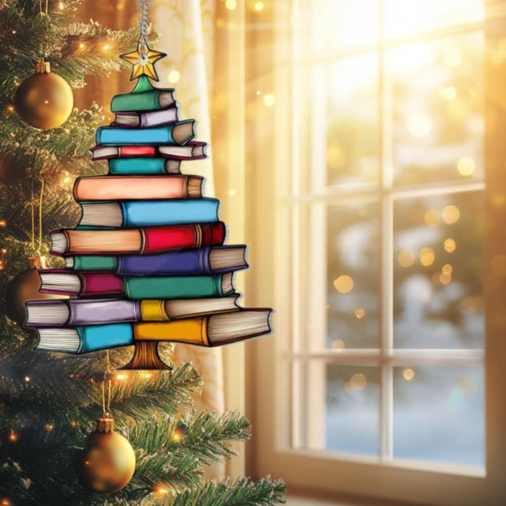🔥LAST DAY 50% OFF - 🎄📚✨Christmas Book Tree Suncatcher Ornament