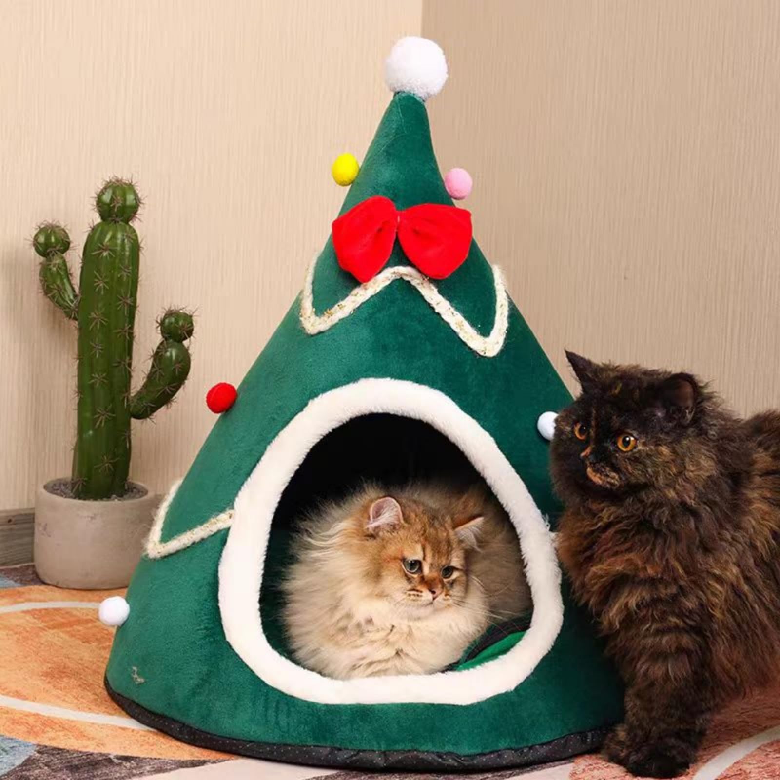 Christmas Tree Cat House Cave Cat Sleeping Bed