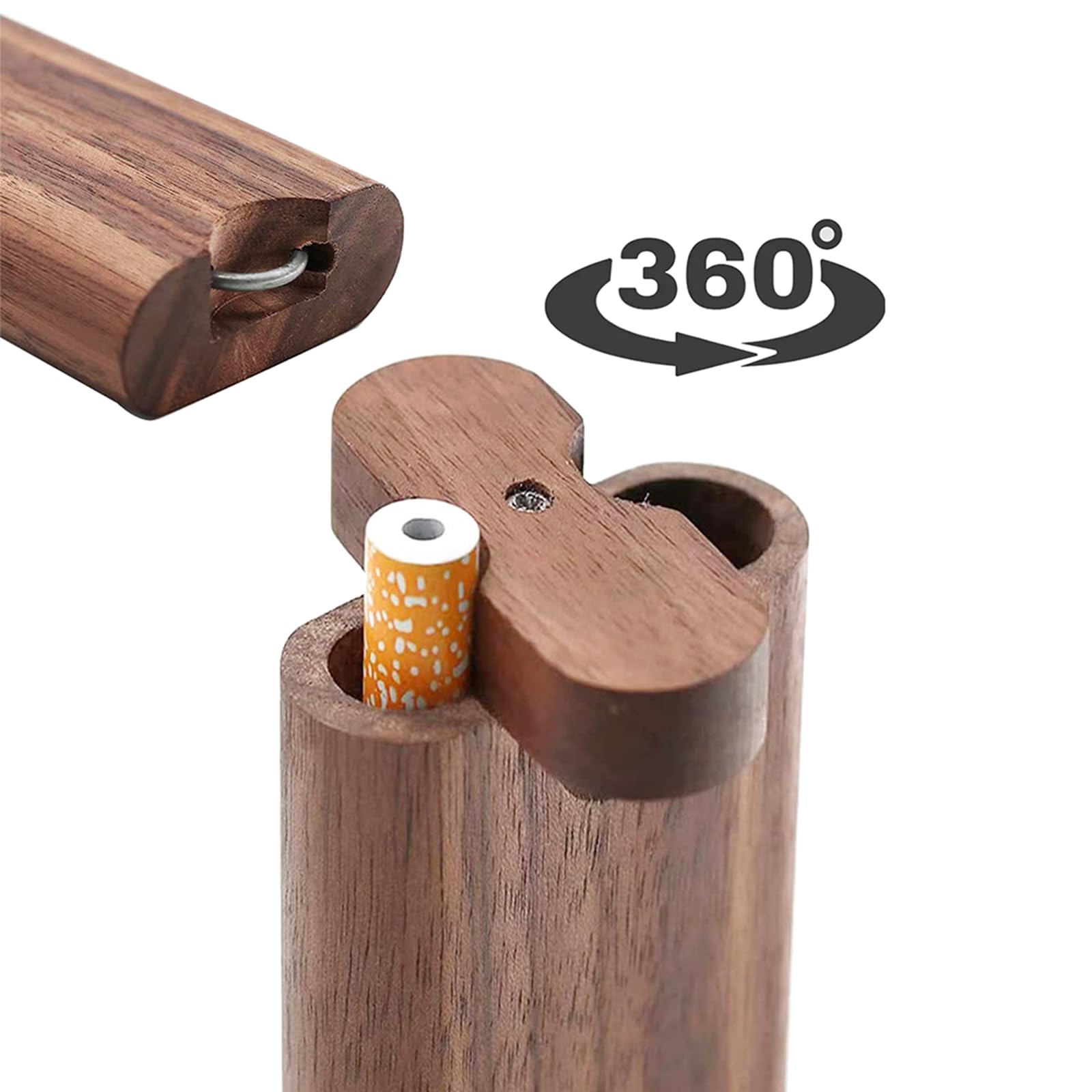 Walnut Tobacco Box With Metal Tobacco Rod Cleaning Hook