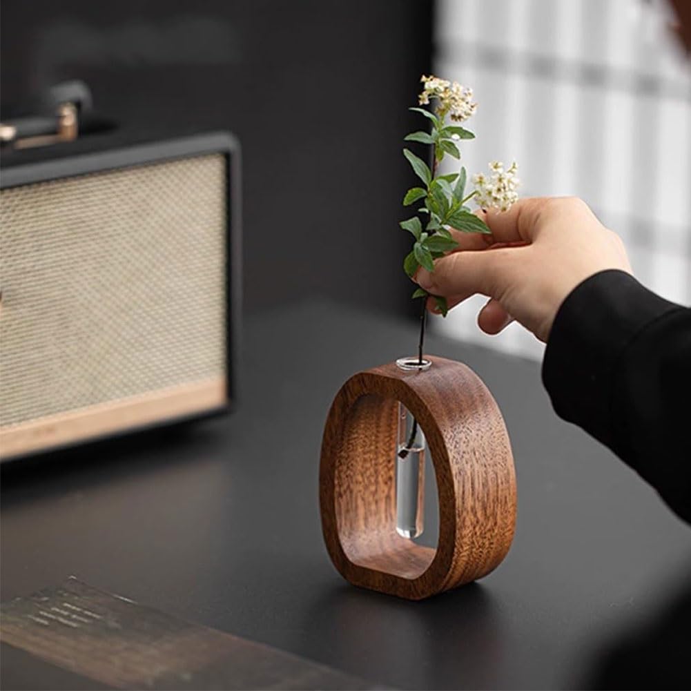 🌿Solid Wood Glass Vase