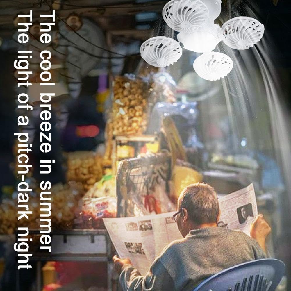 Portable Folding Football LED Solar Lantern Fan With Hook